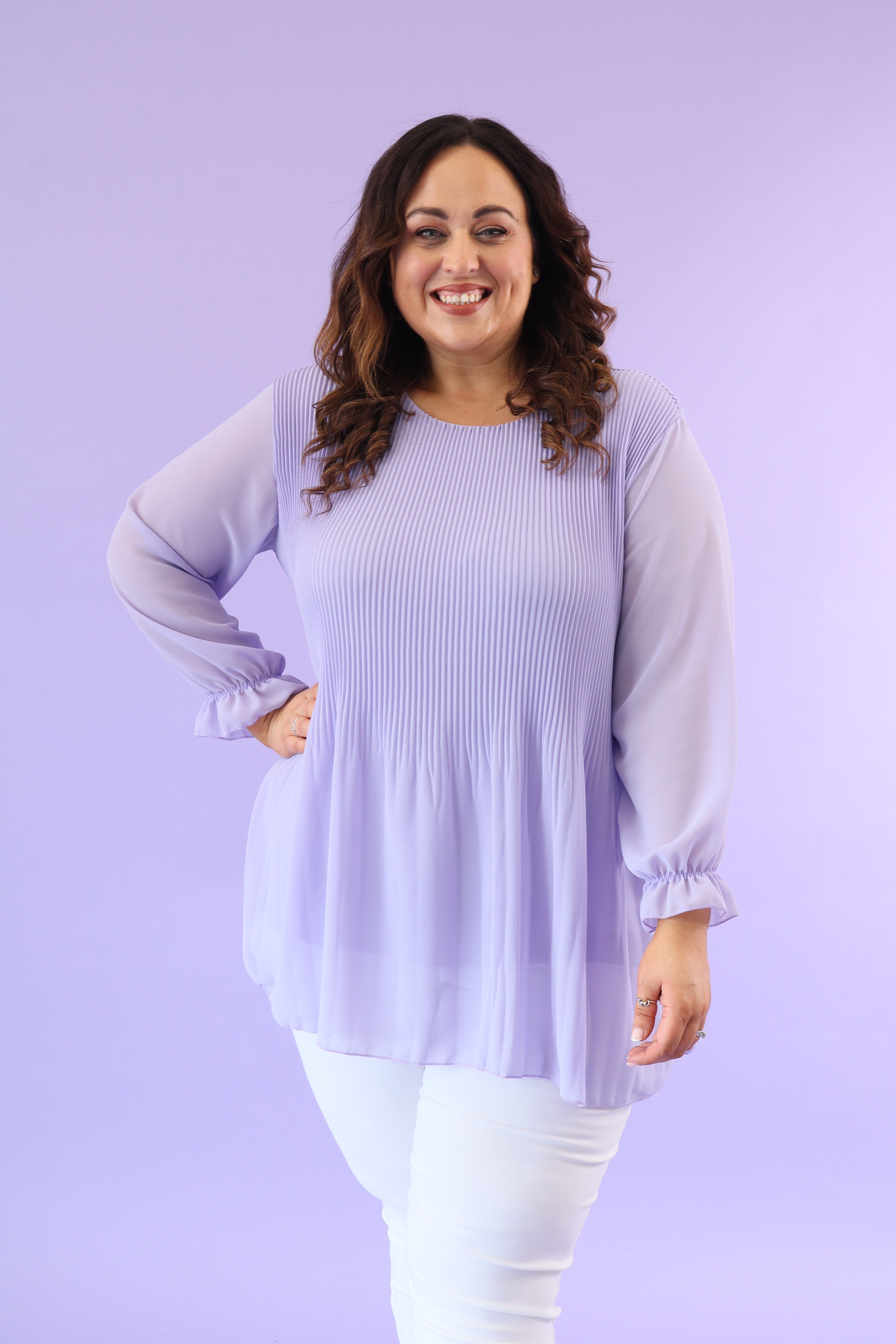 Maizie Pleated Blouse in Lilac