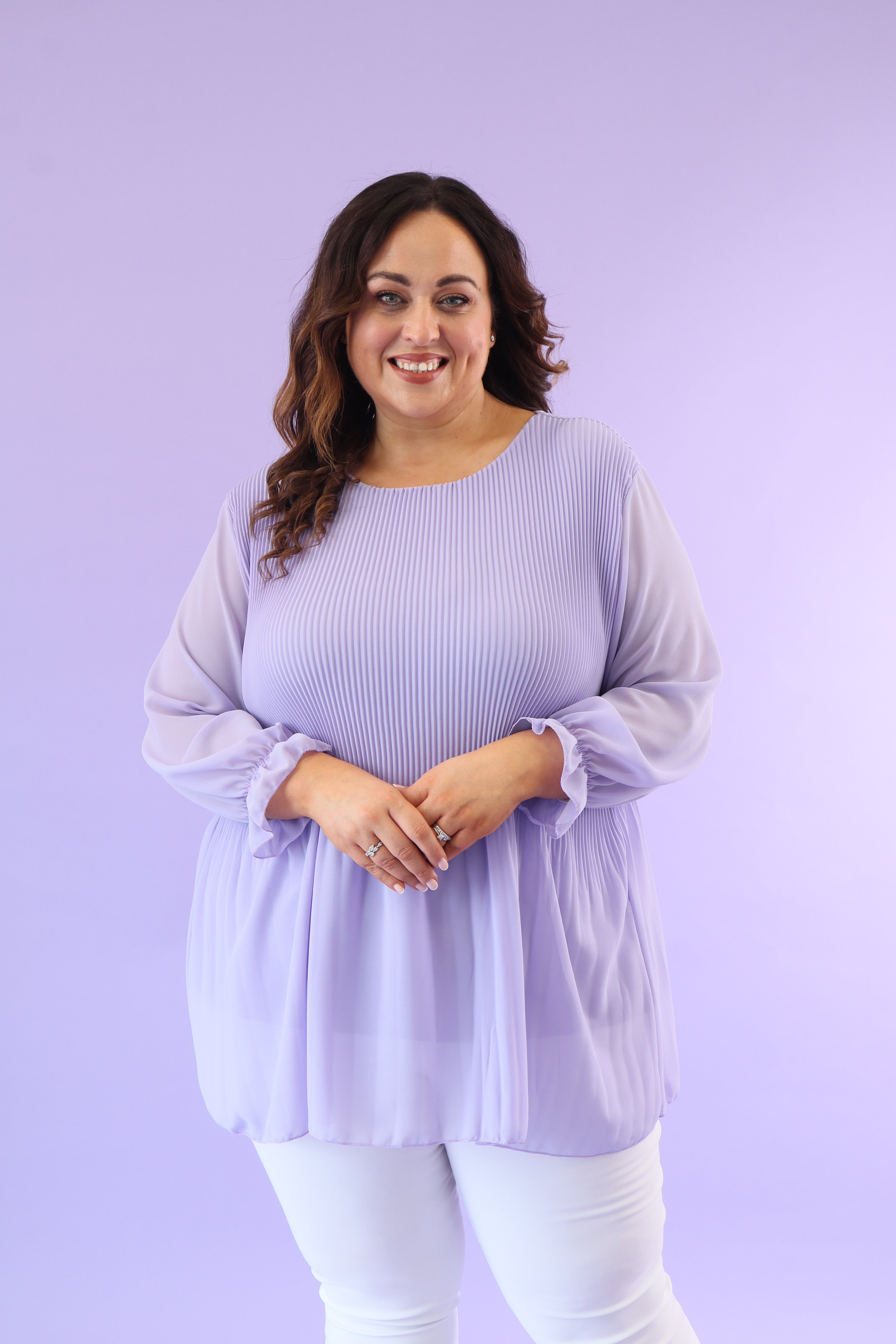 Maizie Pleated Blouse in Lilac