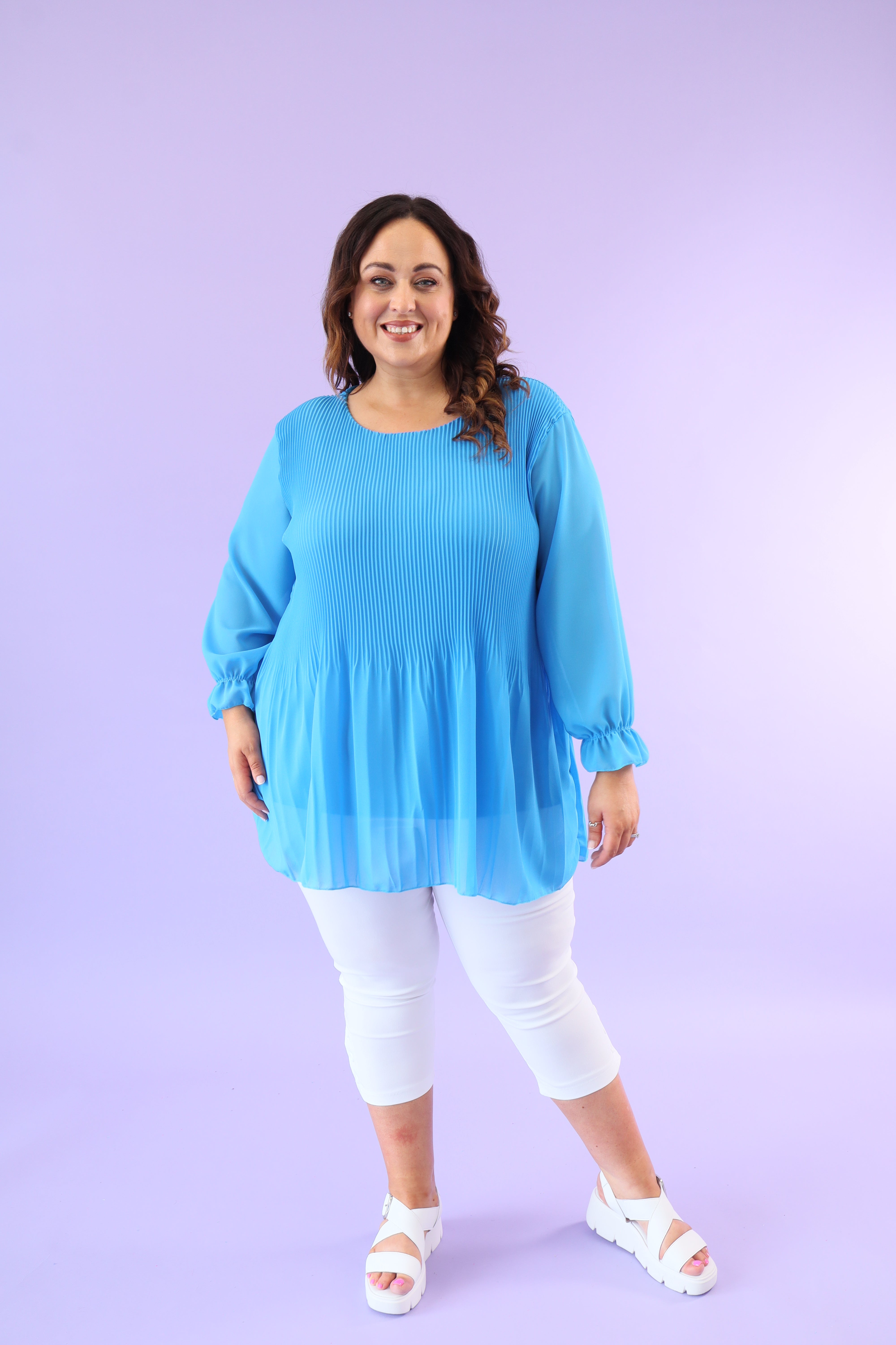Maizie Pleated Blouse in Blue