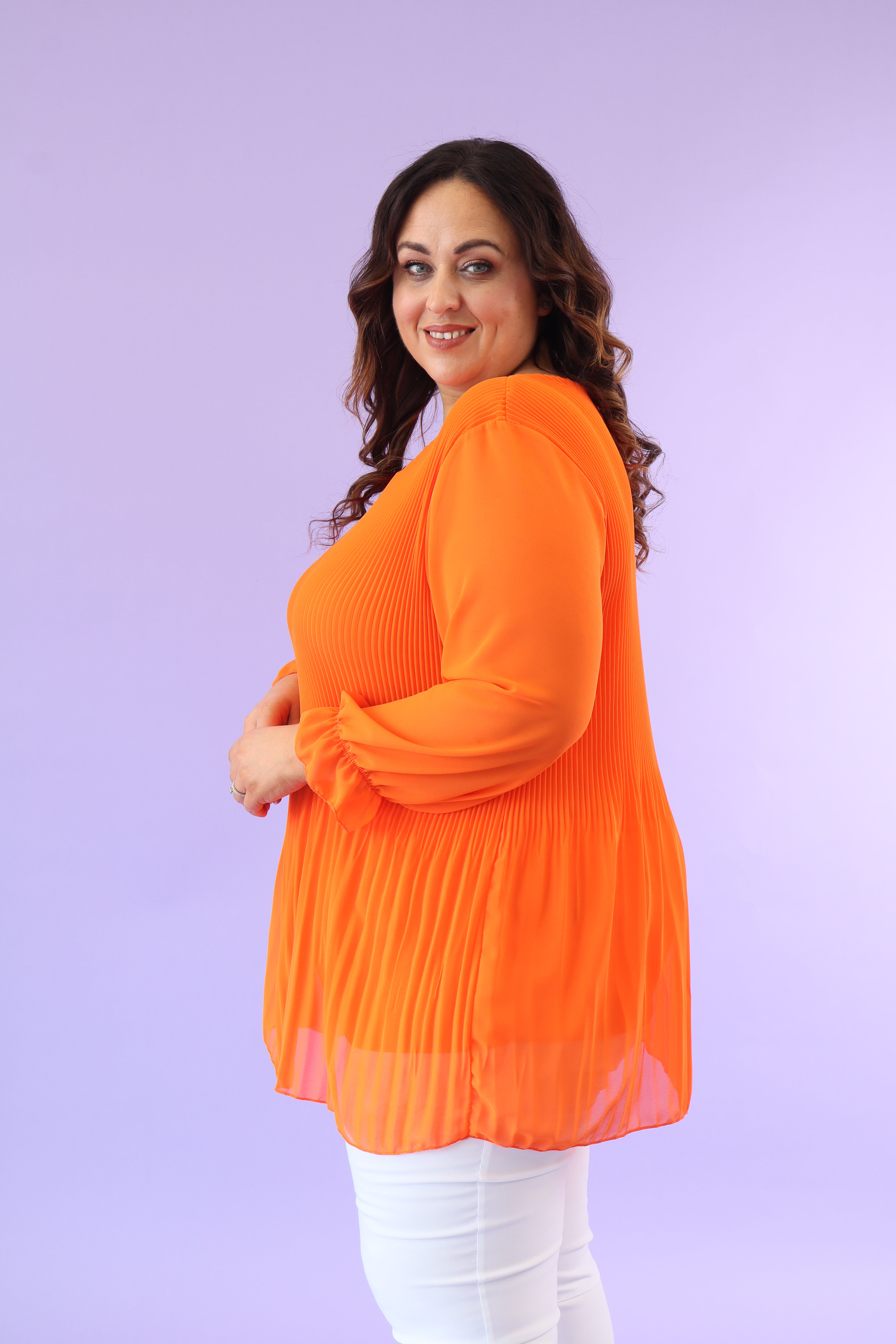 Maizie Pleated Blouse in Orange