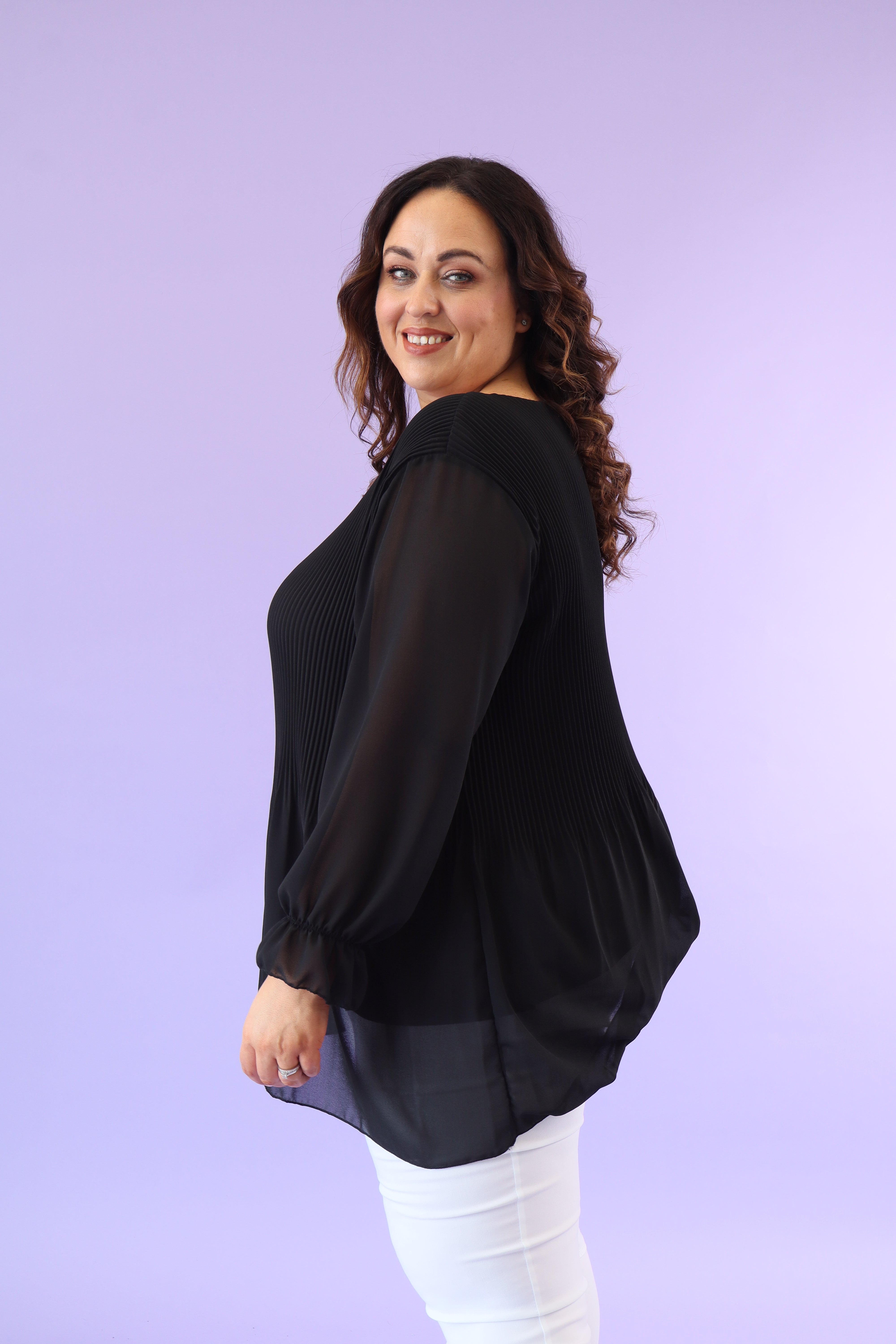 Maizie Pleated Blouse in Black