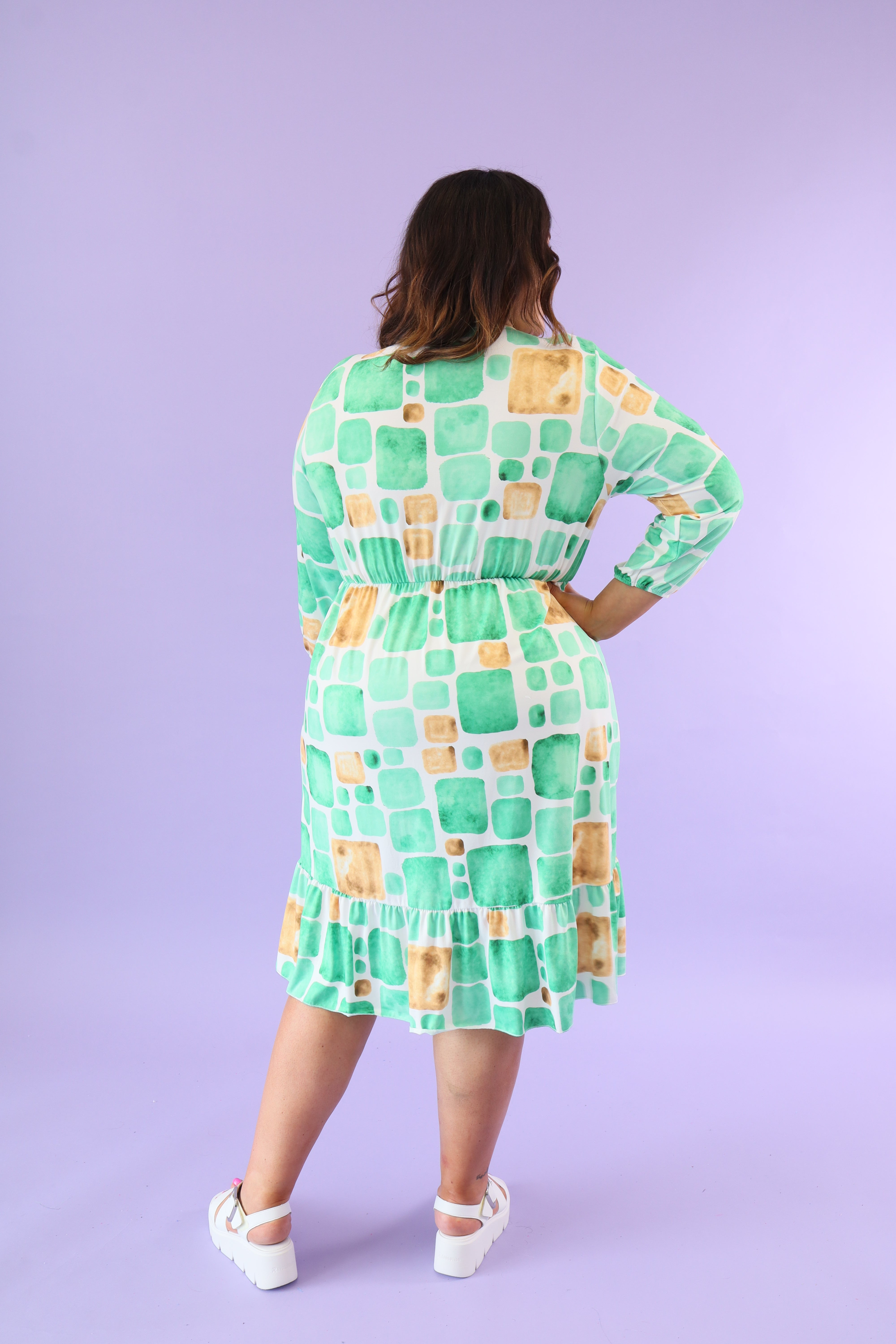 Zoe Faux Wrap Dress in Green