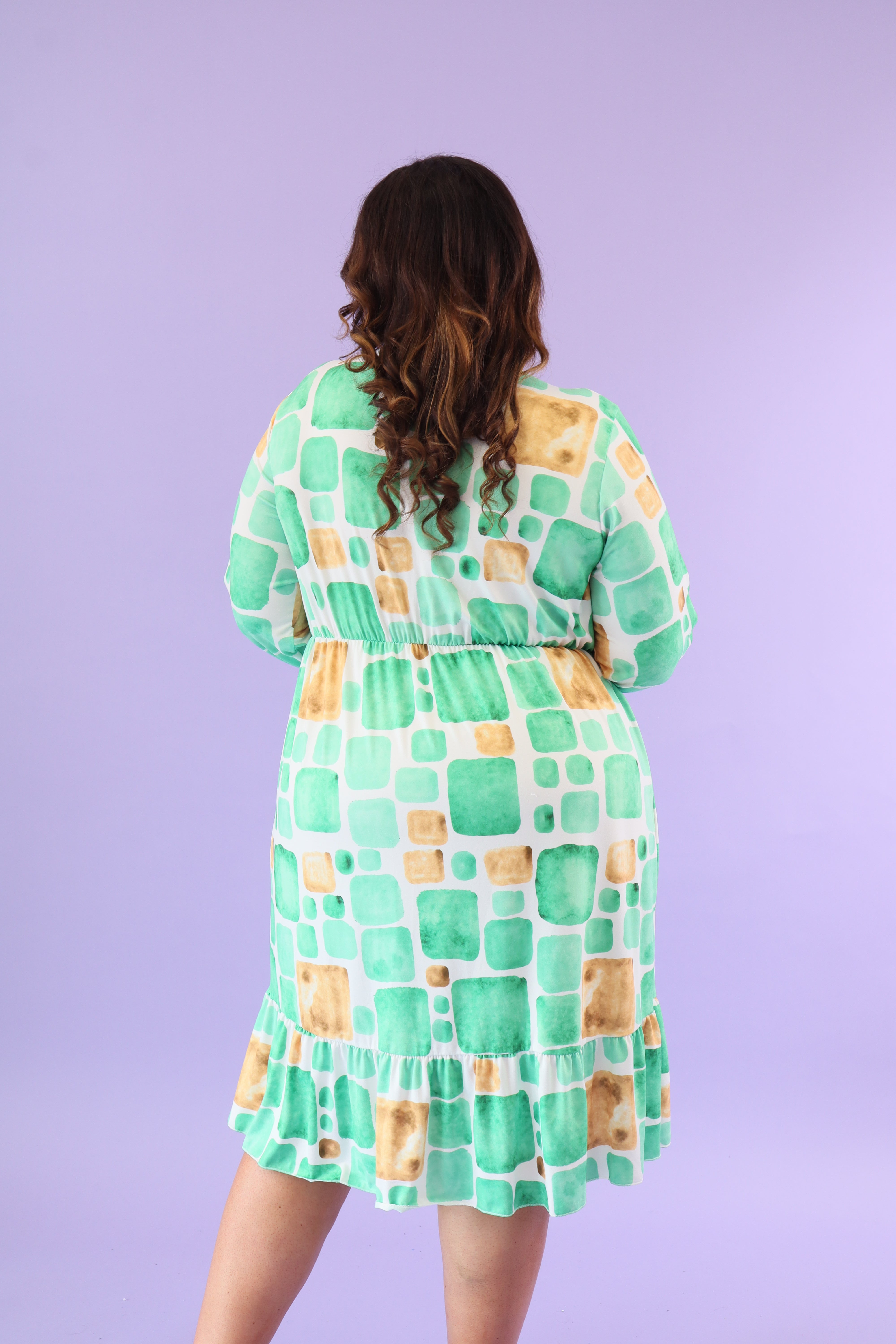 Zoe Faux Wrap Dress in Green