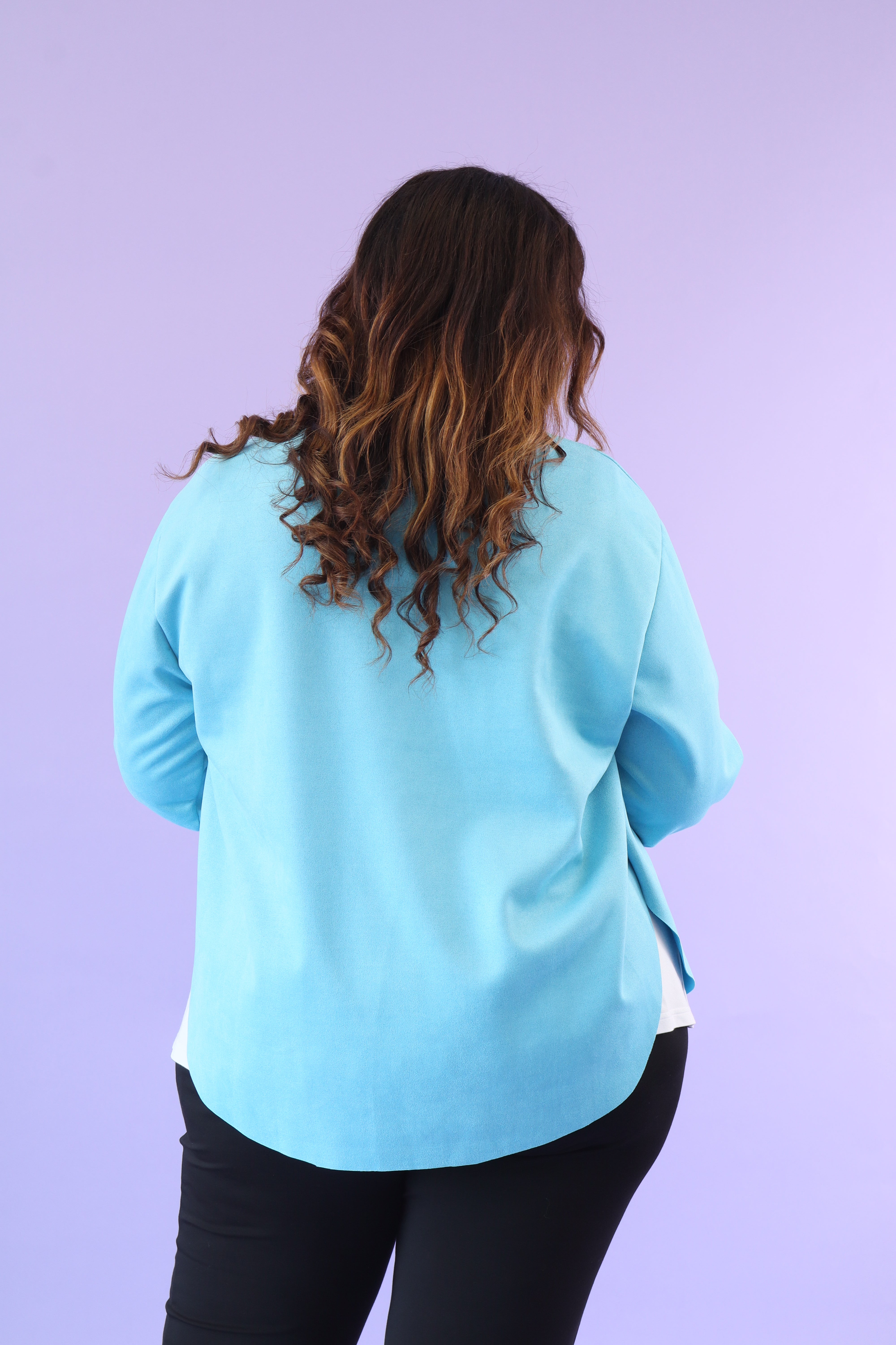April Suede Waterfall Jacket in Blue