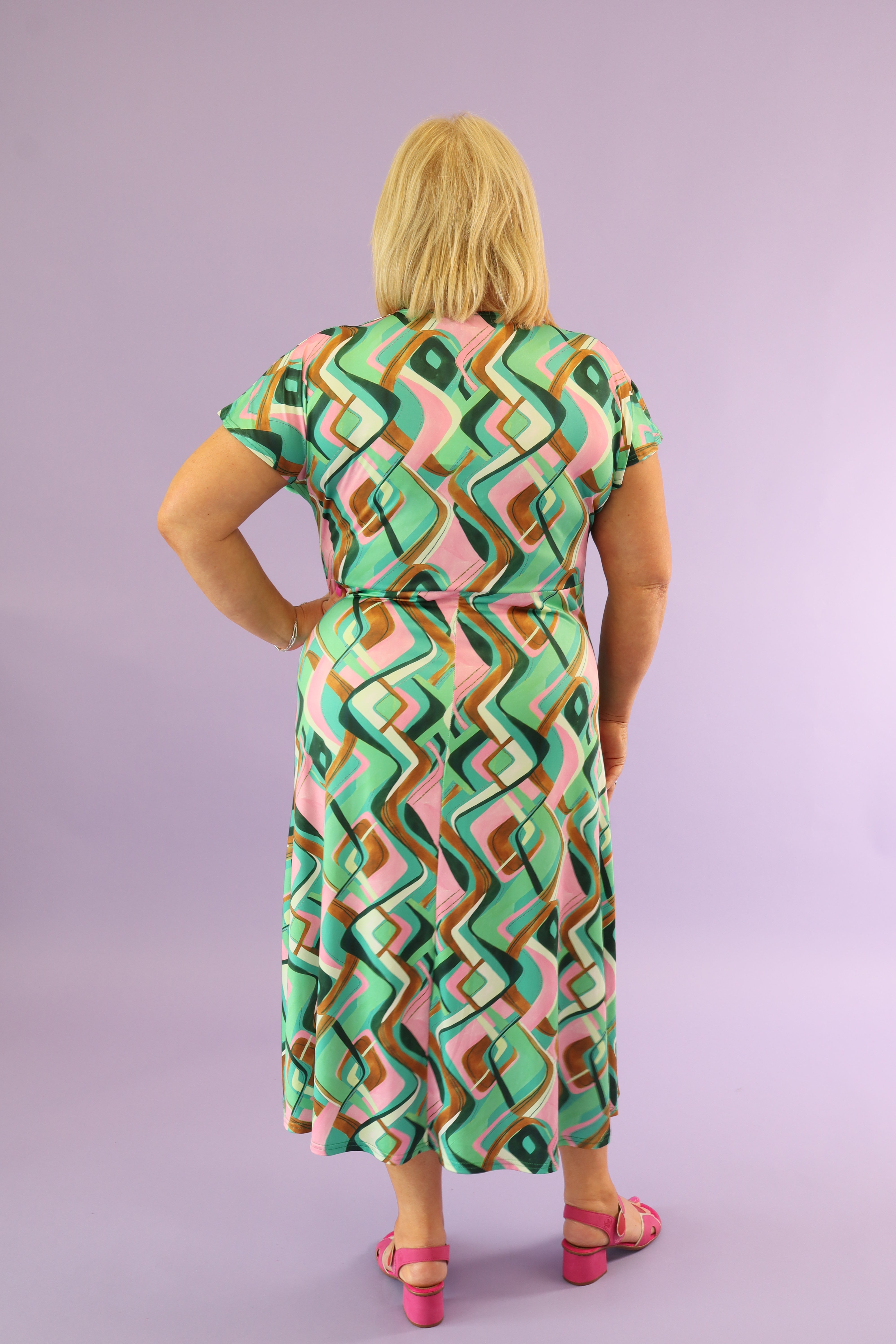 Maggie Dress in Green Geo Print