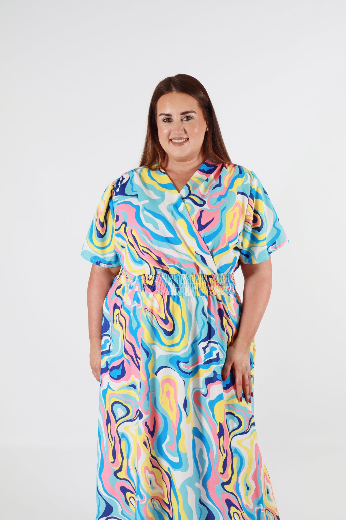 Isla Dress in Blue Swirl