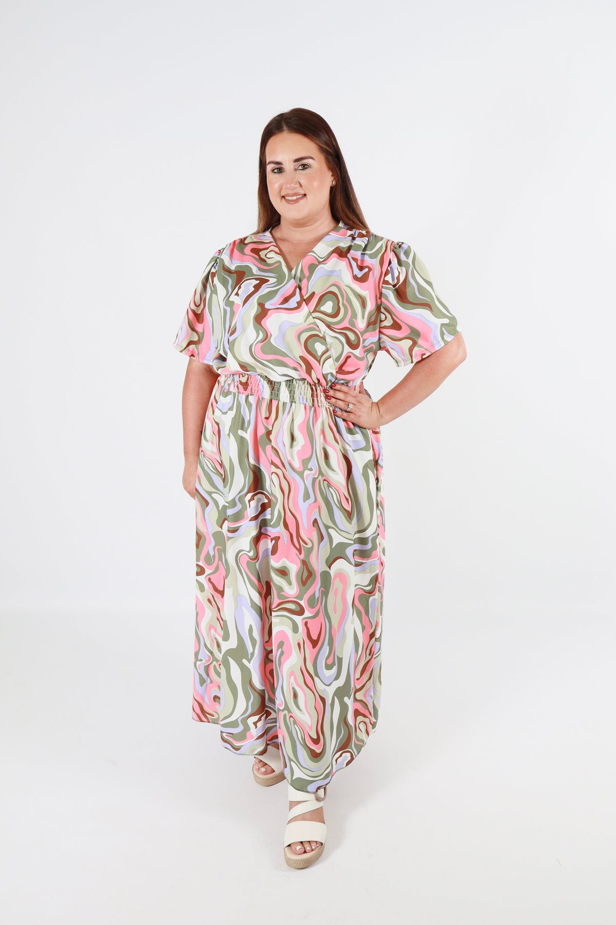 Isla Dress in Khaki Swirl