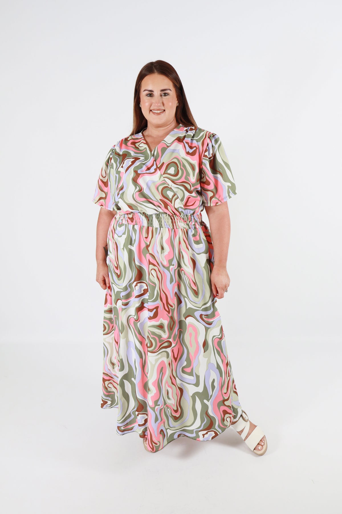 Isla Dress in Khaki Swirl