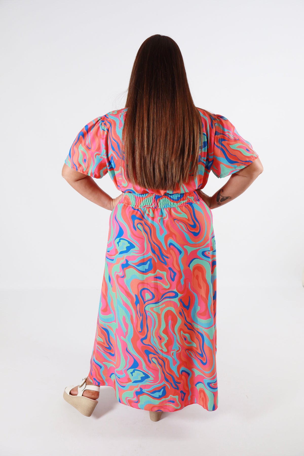Isla Dress in Orange Swirl