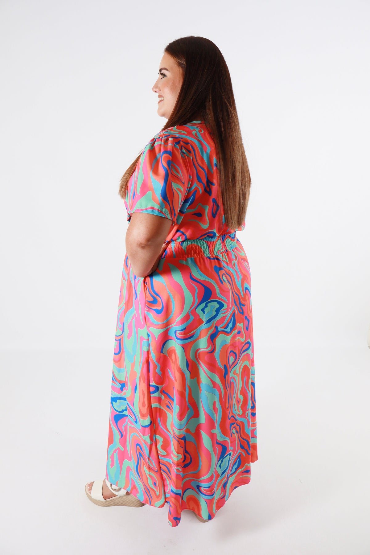 Isla Dress in Orange Swirl