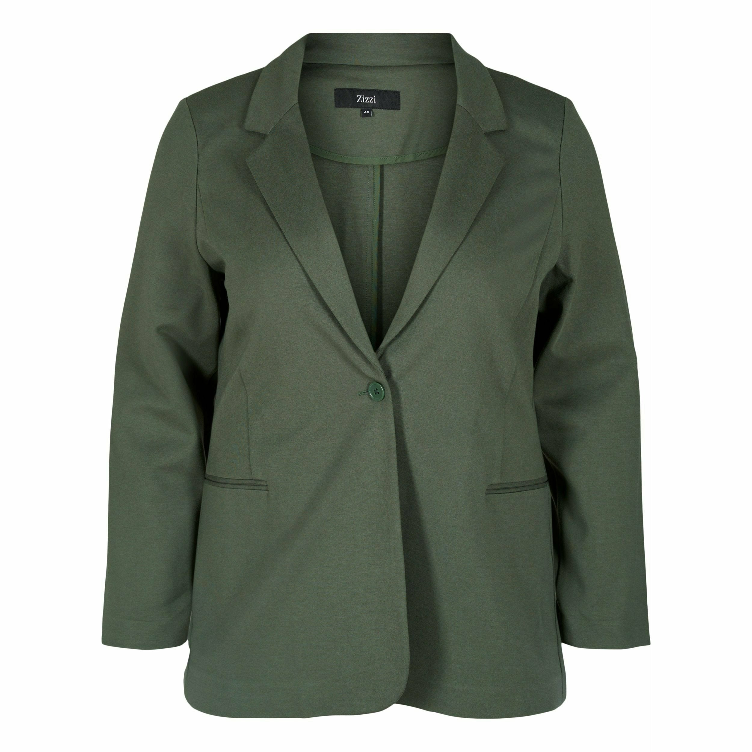 Zizzi Maddie Blazer in Khaki - Wardrobe Plus