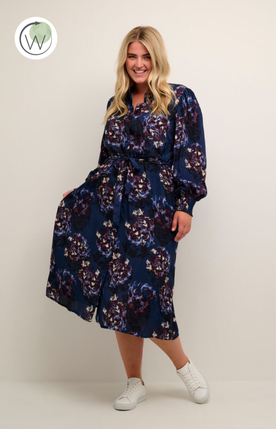 Kaffe Nanni Shirt Dress in Navy - Wardrobe Plus