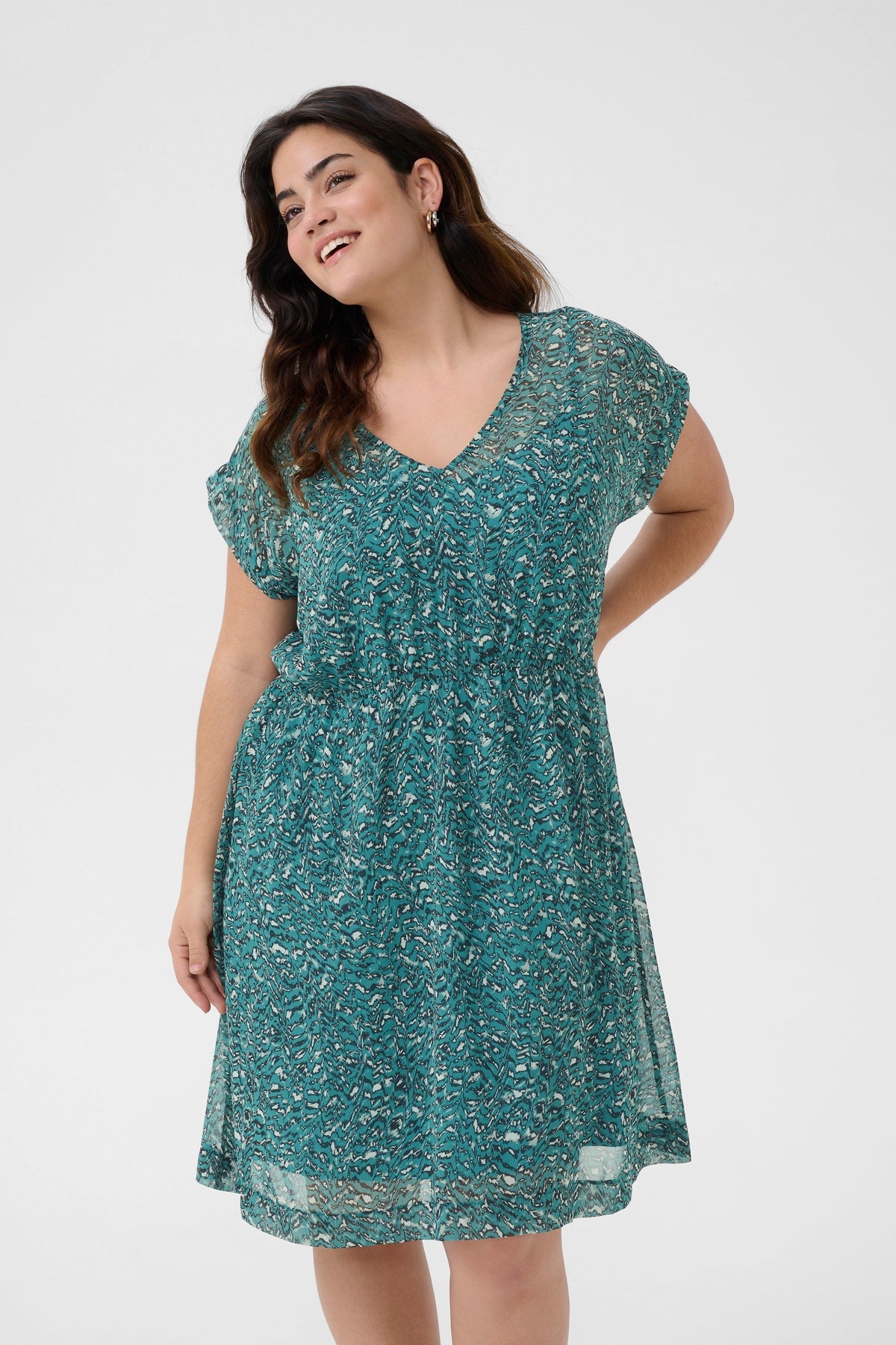 Kaffe Curve Belia Dress in Teal
