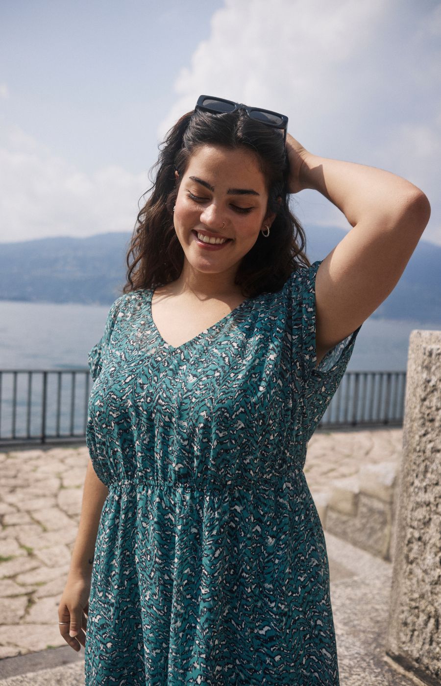 Kaffe Curve Belia Dress in Teal