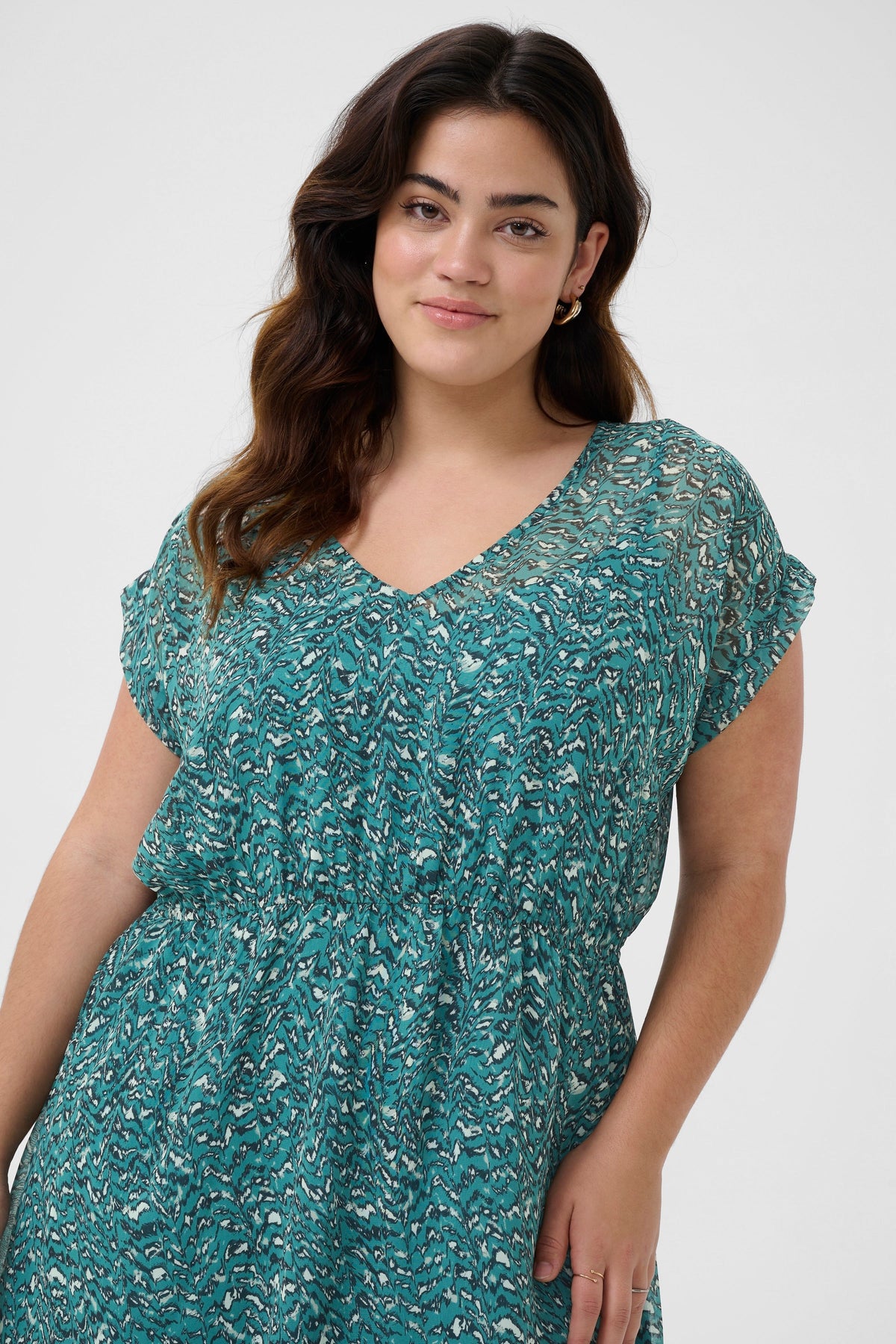Kaffe Curve Belia Dress in Teal