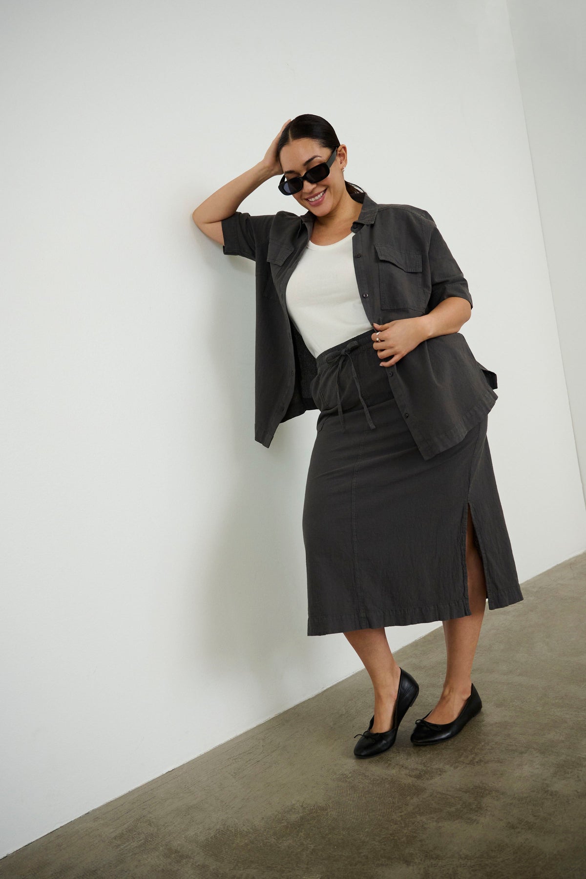 Kaffe Curve Liah Skirt in Charcoal