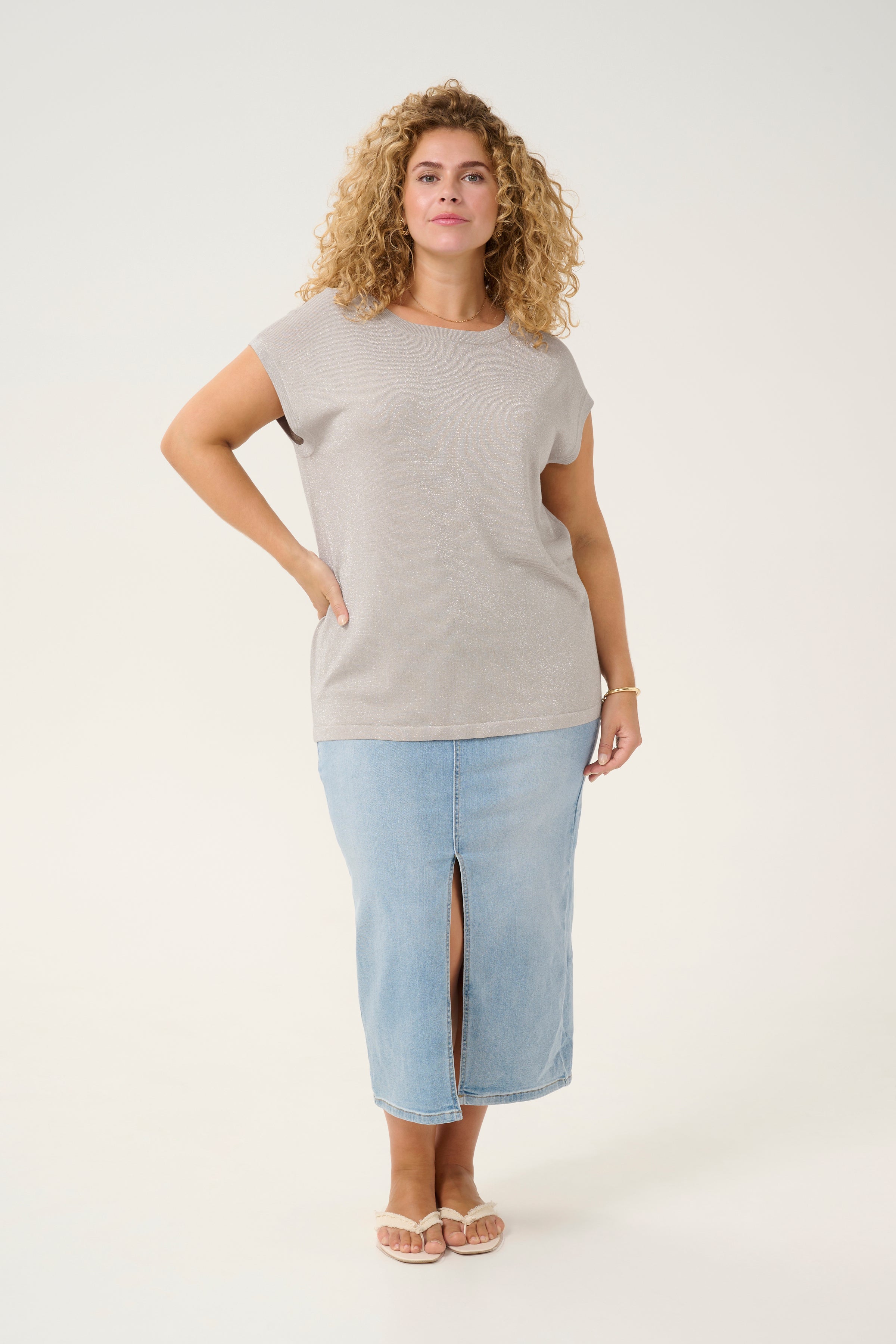 Kaffe Curve Regitta Top Silver