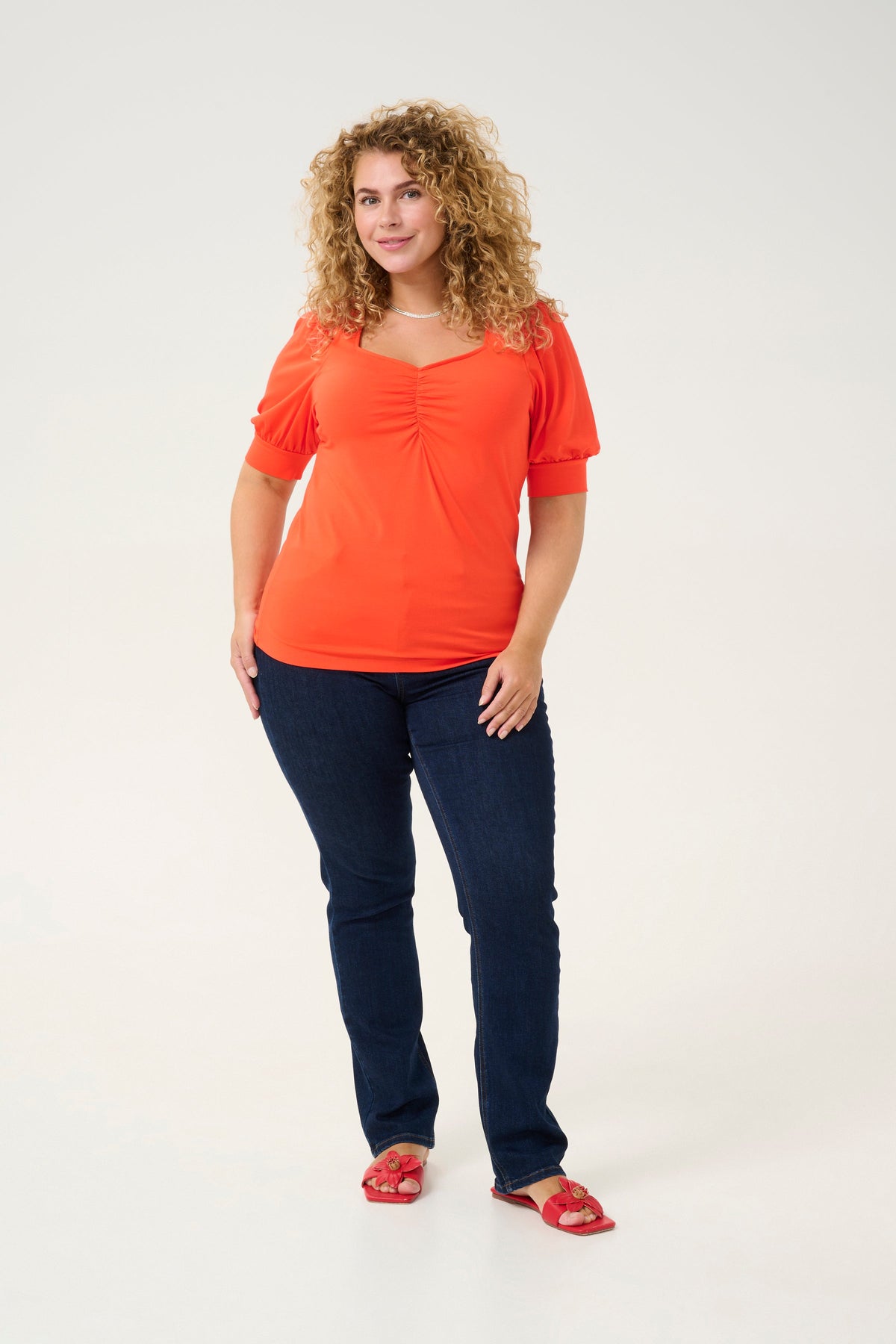 Kaffe Curve Sissy Blouse in Orange