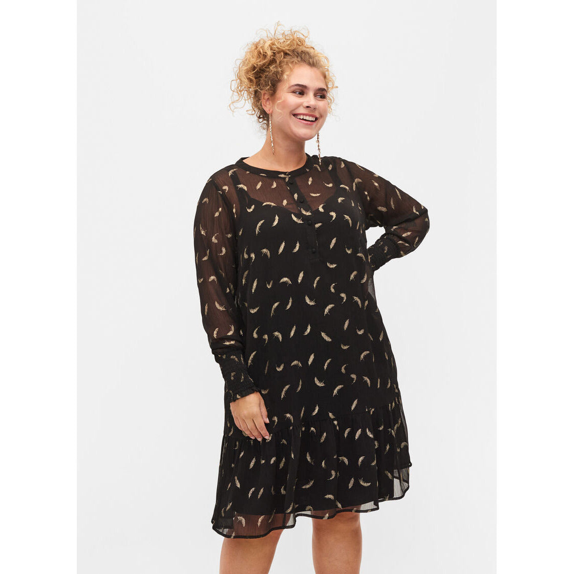 Zizzi Kourtney Dress in Black - Wardrobe Plus