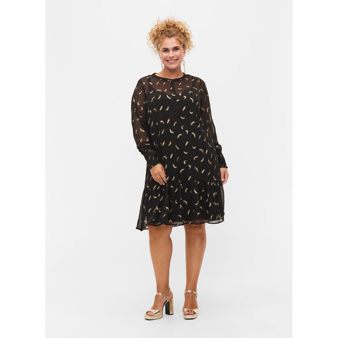 Zizzi Kourtney Dress in Black - Wardrobe Plus