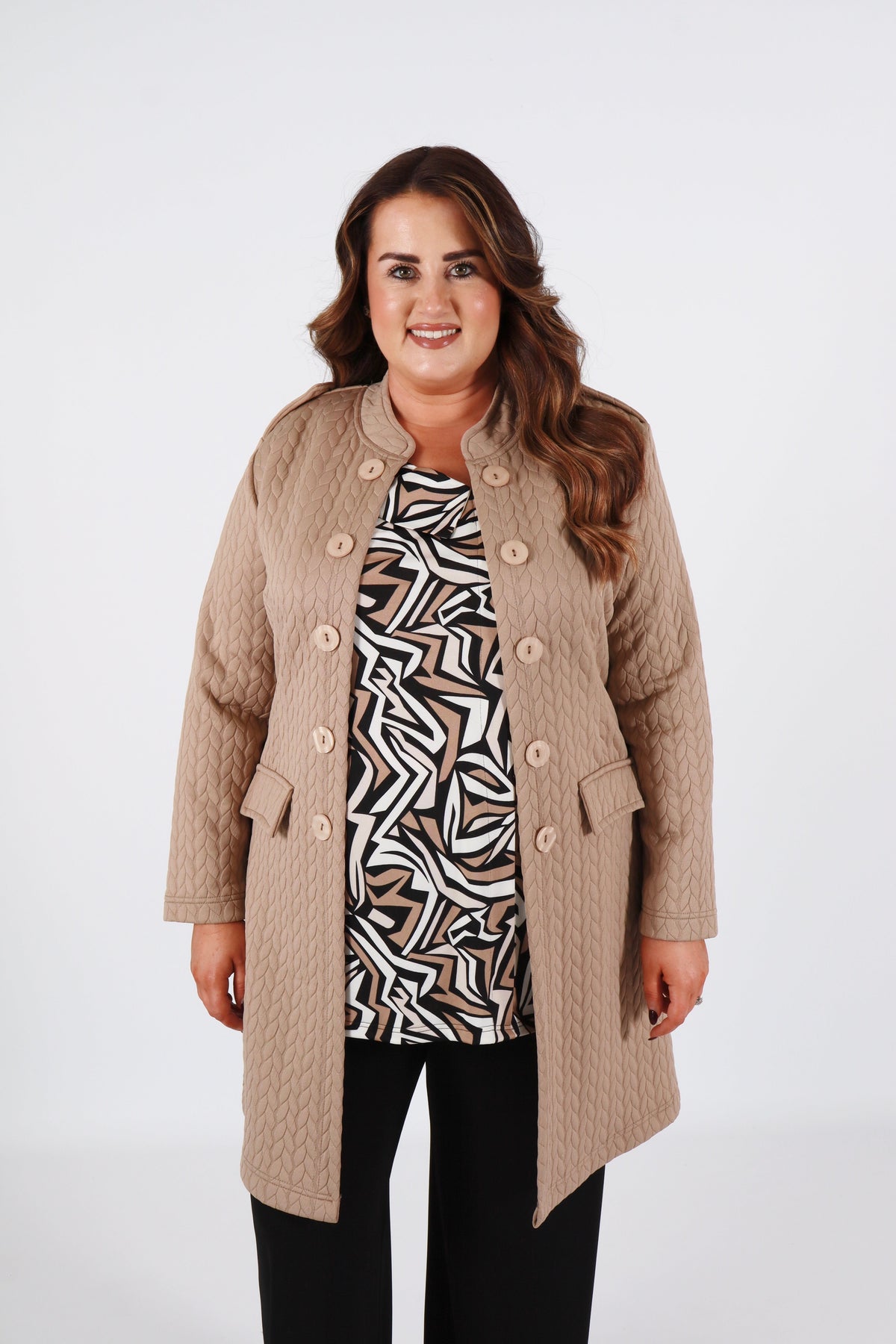 Magna Longline Jacket in Beige