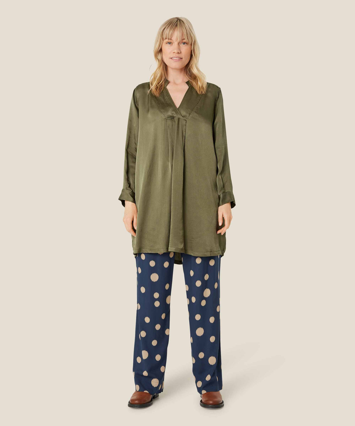 Masai Gona V-Neck Tunic in Khaki