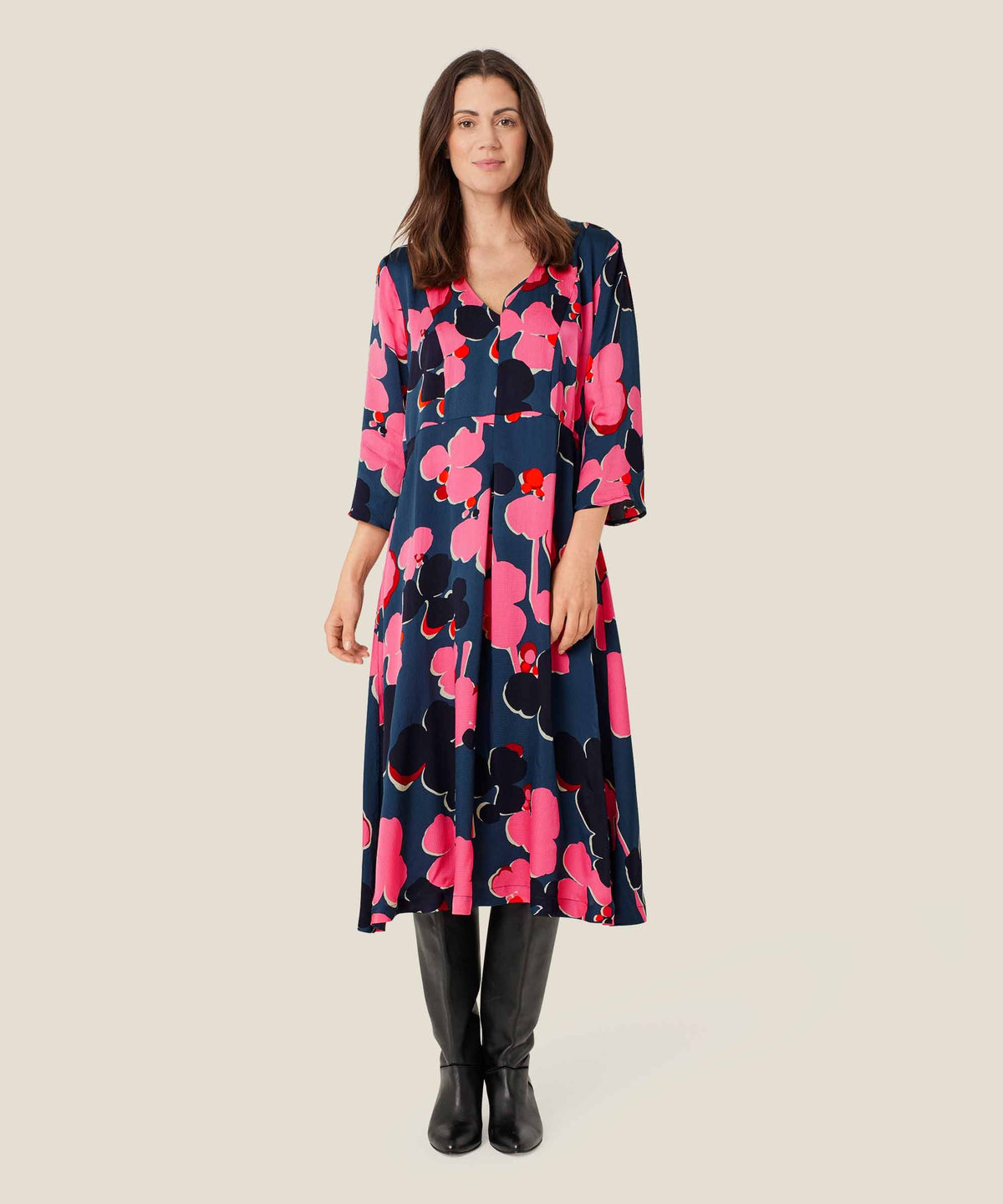 Masai Nathaly Dress in Navy/Pink