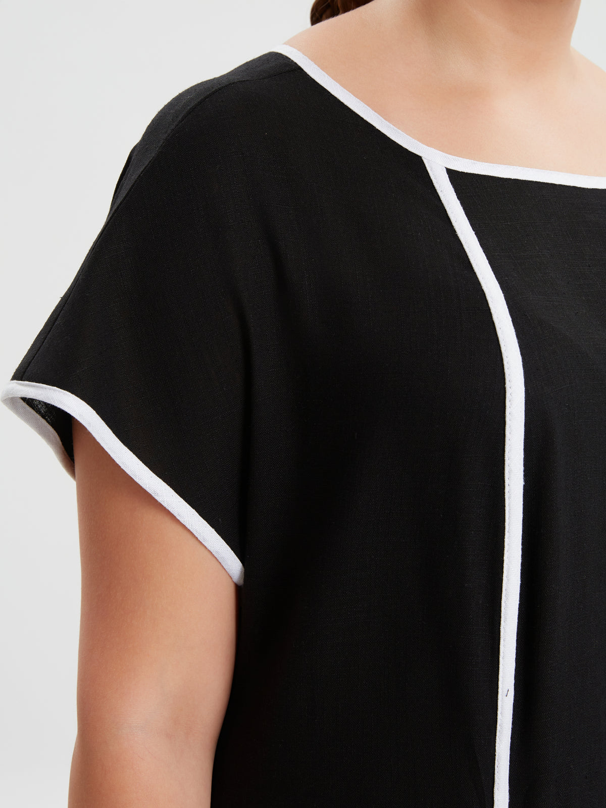 Mat Black Dress with White Stripes