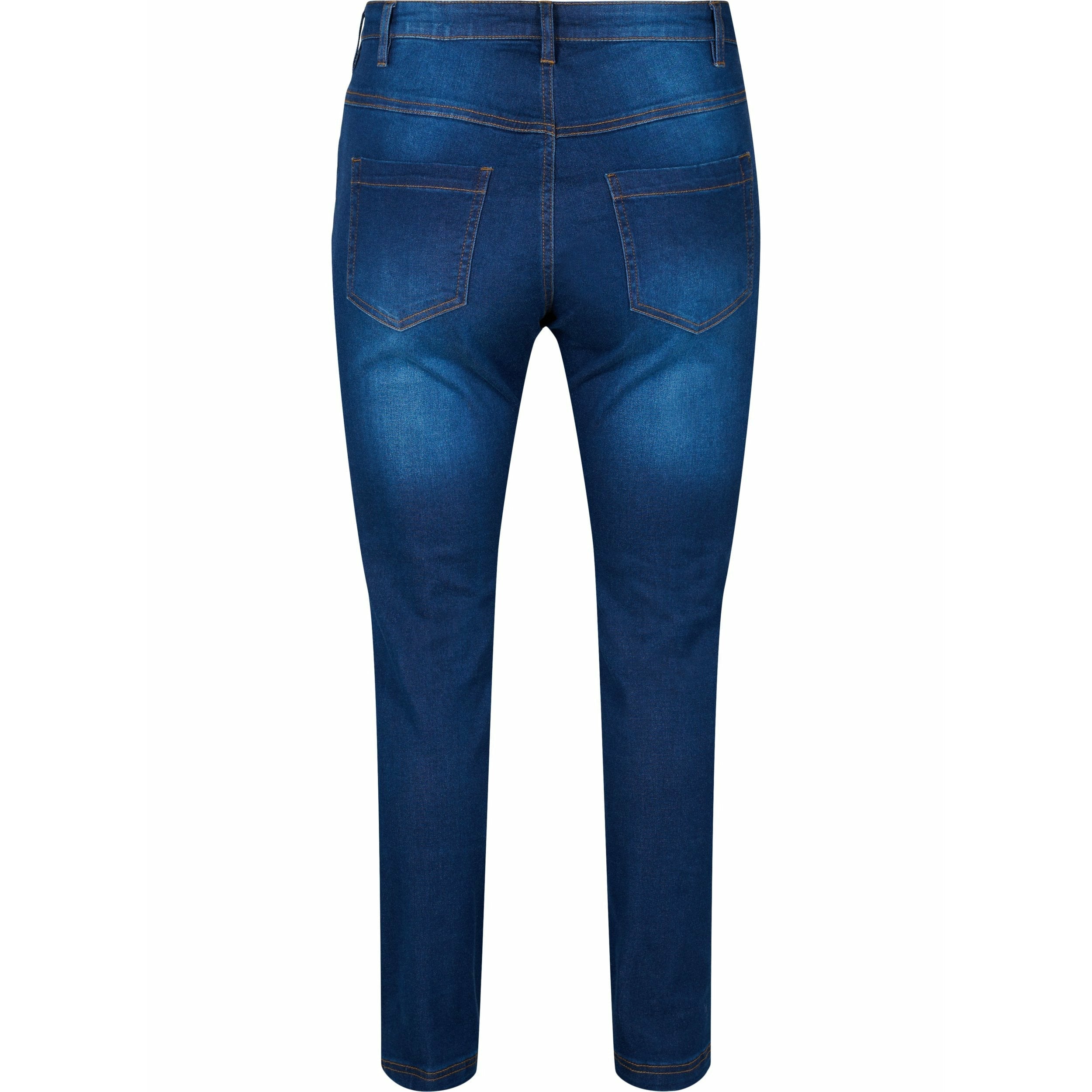Zizzi Emily Straight Leg Jeans in Blue - Wardrobe Plus