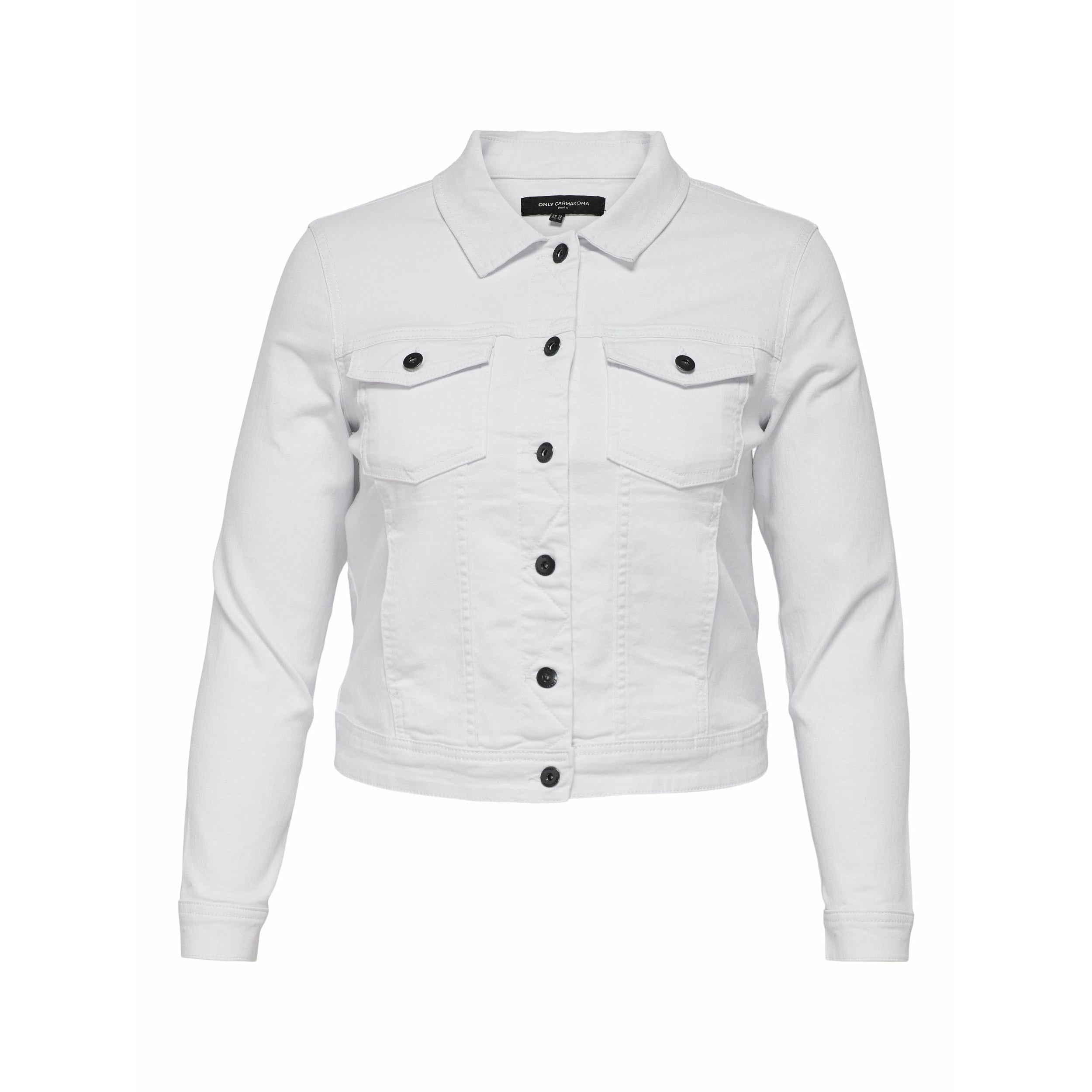 Only Carmakoma Denim Jacket in White - Wardrobe Plus