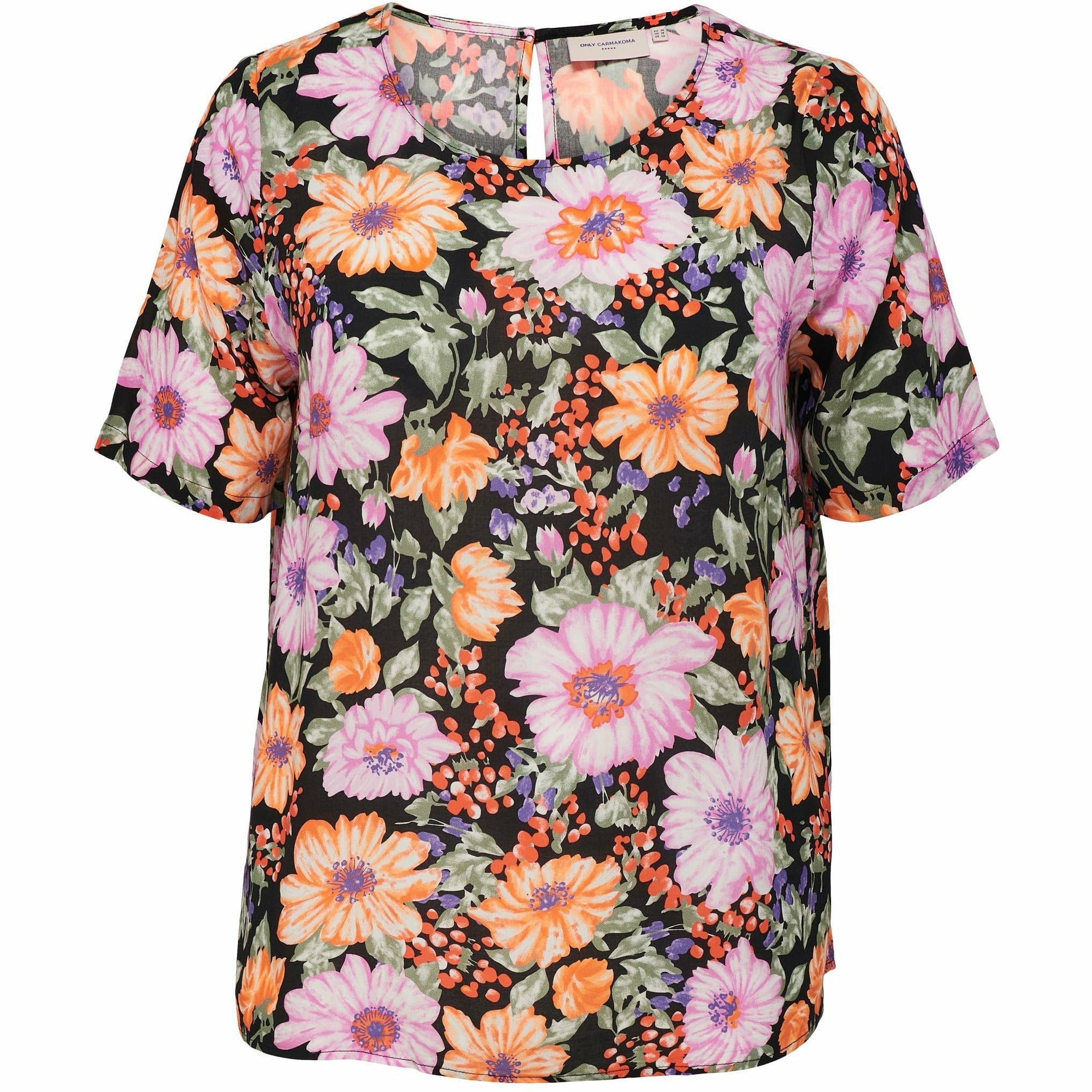 Only Carmakoma Joy Top in Black Flower - Wardrobe Plus