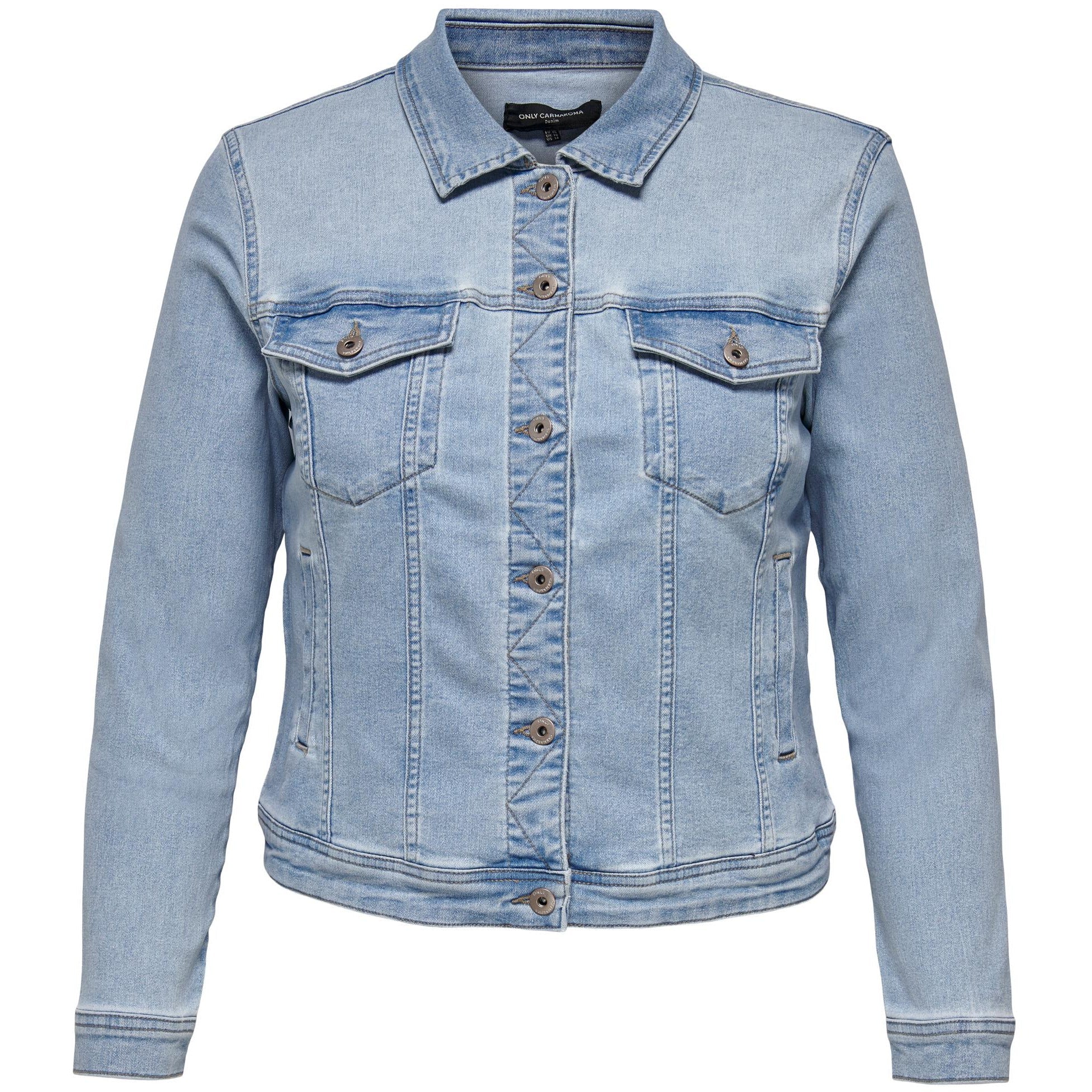 Only Carmakoma Denim Jacket in Pale Blue - Wardrobe Plus