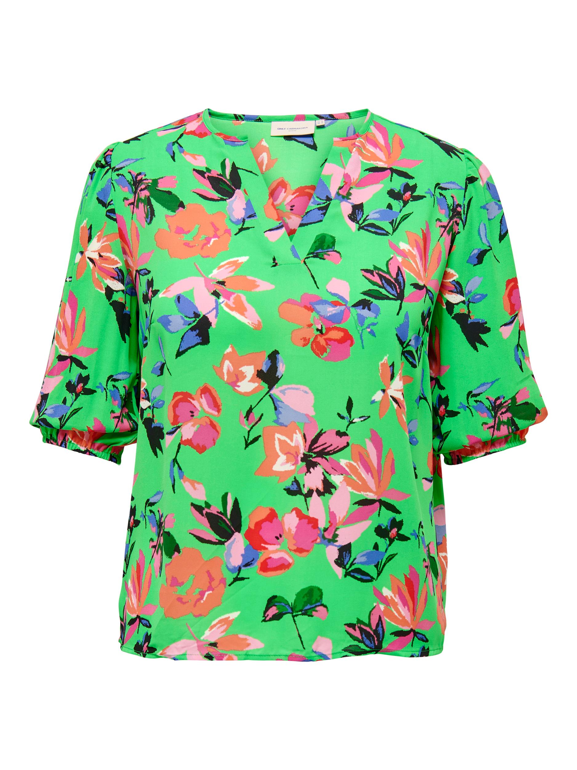Only Carmakoma Alma Top in Green - Wardrobe Plus