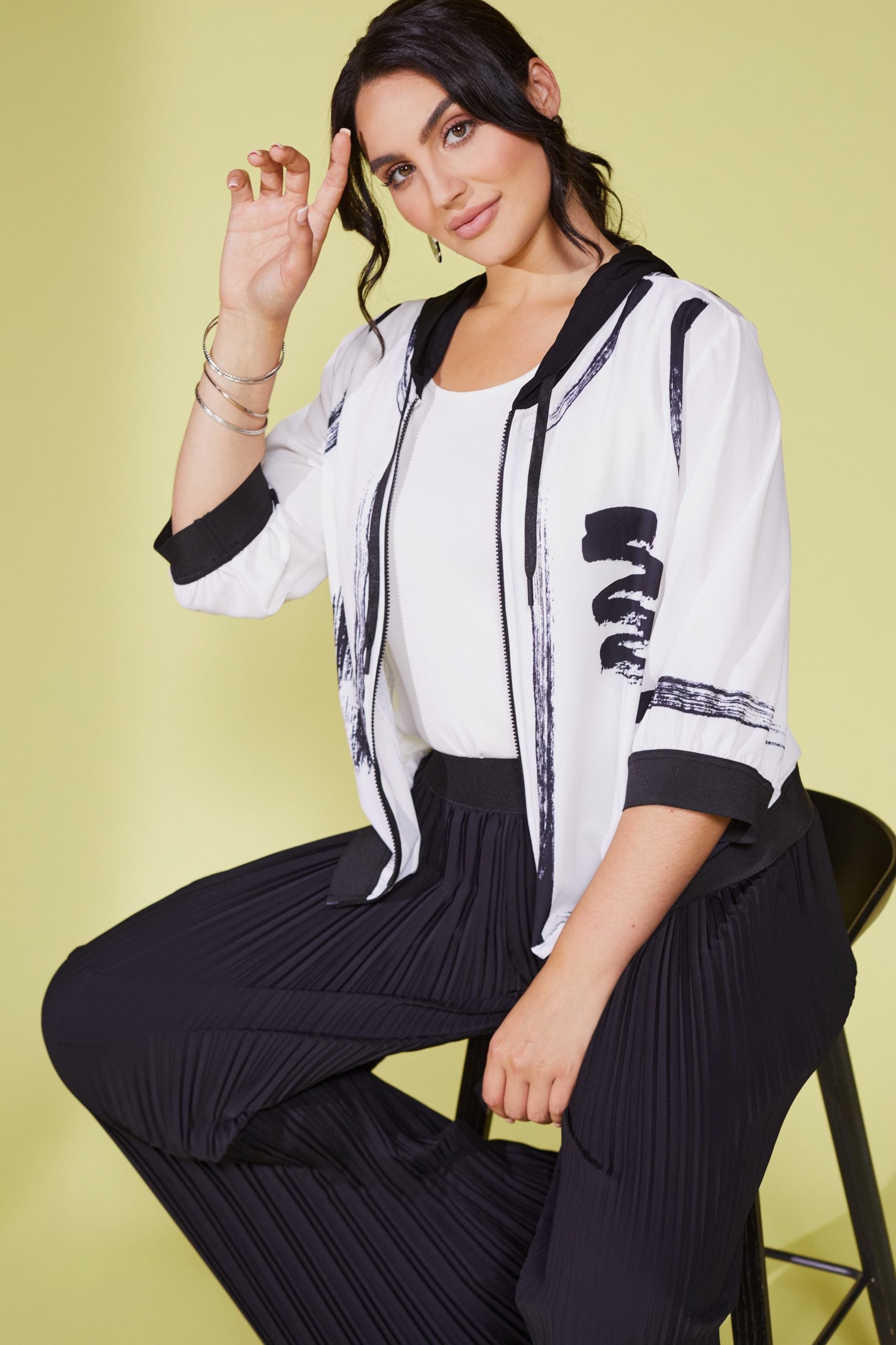 Ora Brushstroke Hooded Top