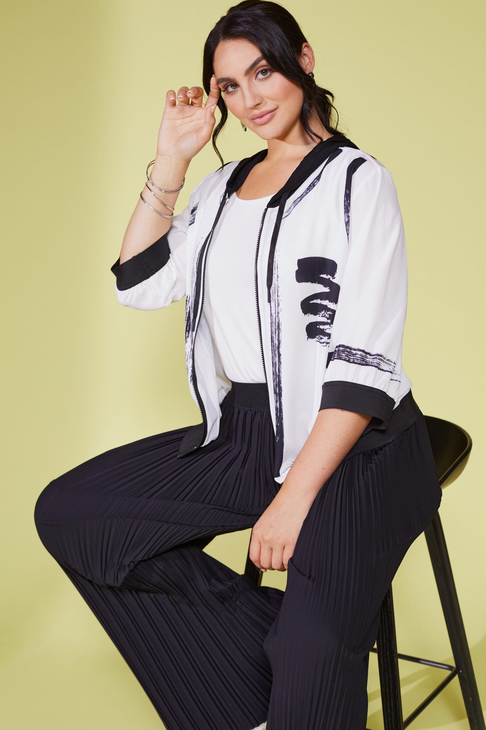 Ora Brushstroke Hooded Top