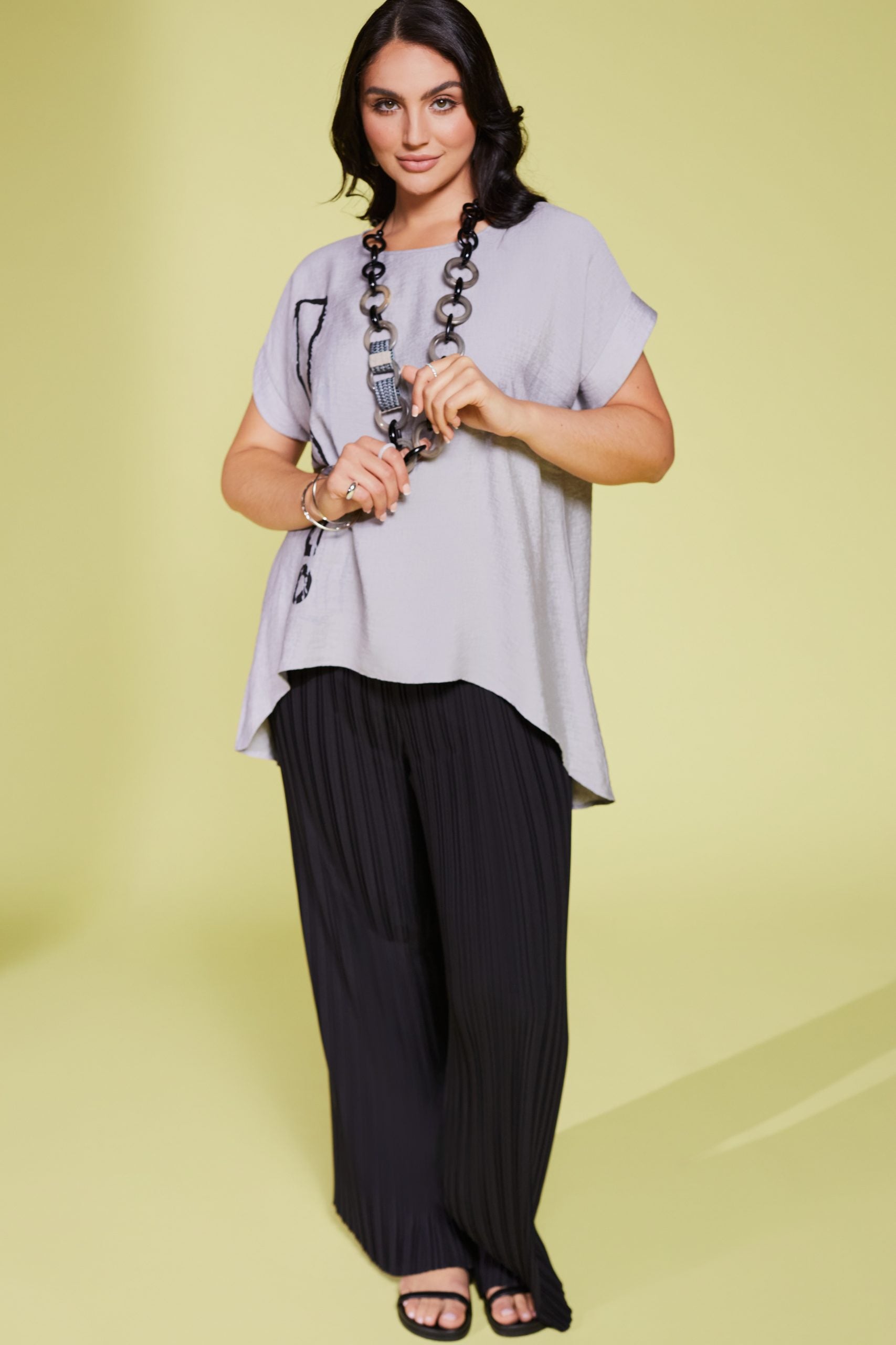 Ora Crinkle Silver Top