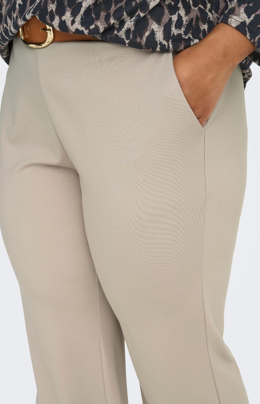Only Carmakoma Life Straight Leg Trousers in Beige