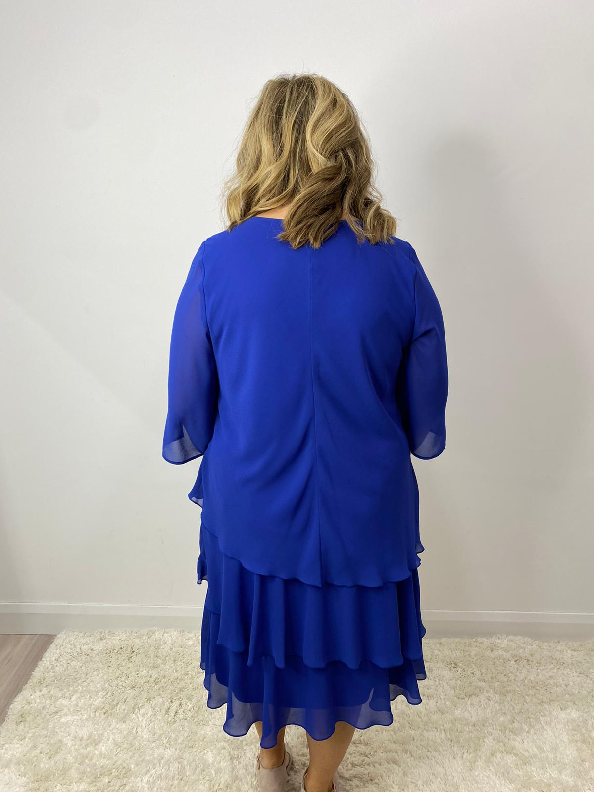 Godske Dress with Cowl Neckline in Blue - Wardrobe Plus