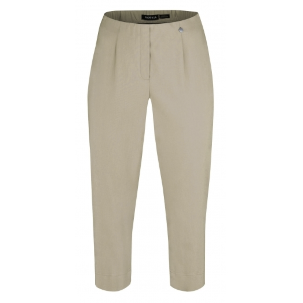 Robell Crop Trousers | Taupe - Wardrobe Plus