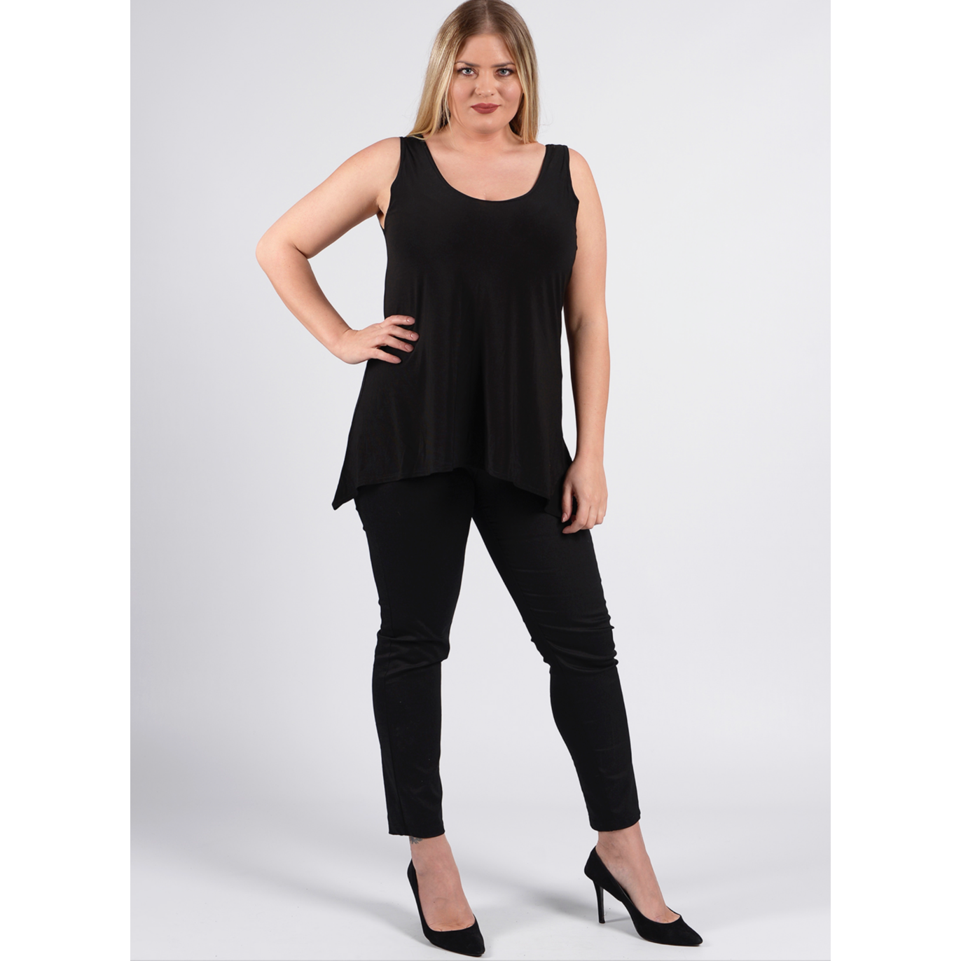 Magna A-Line vest in black - Wardrobe Plus