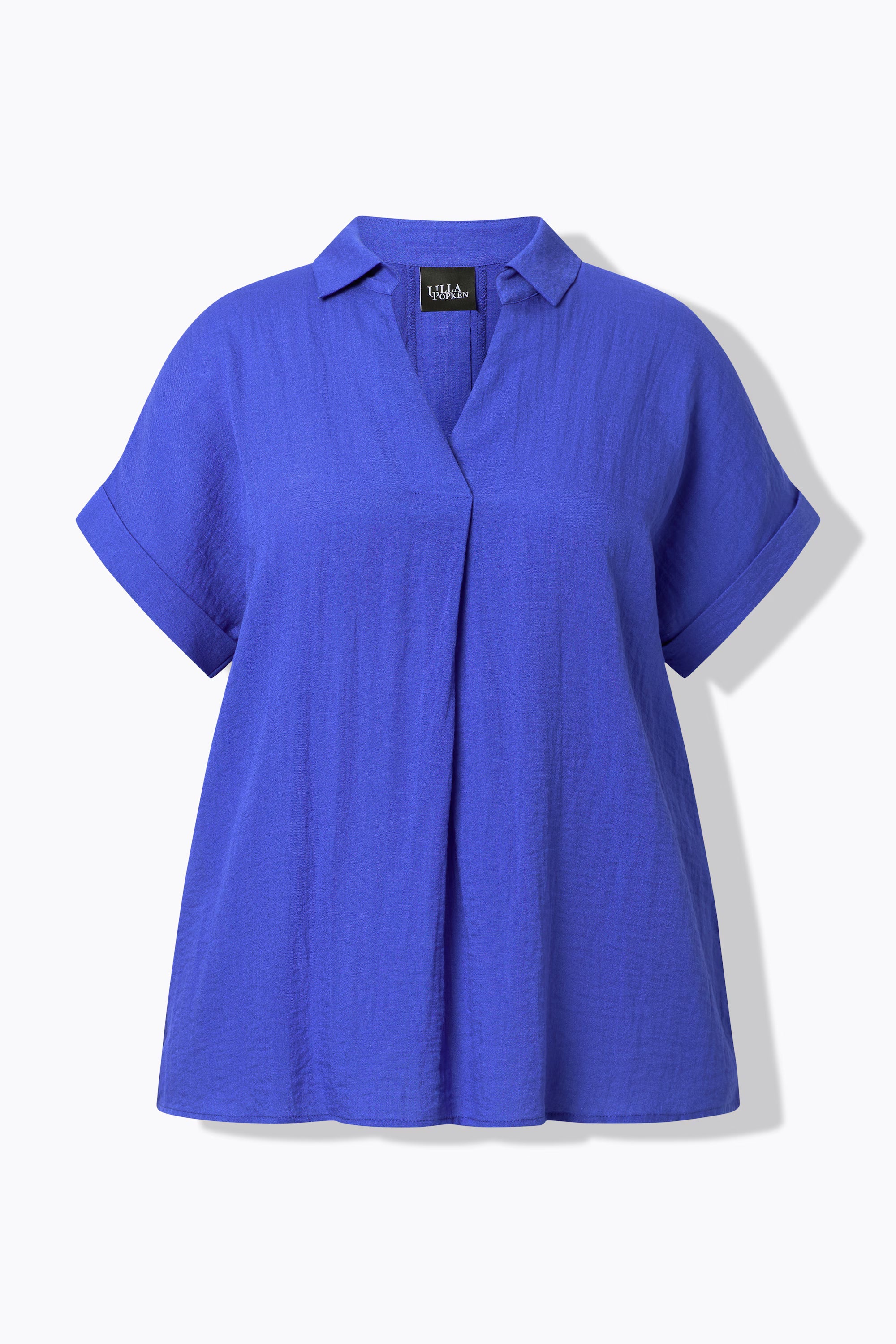 Ulla Popken Back Button Blouse in Blue