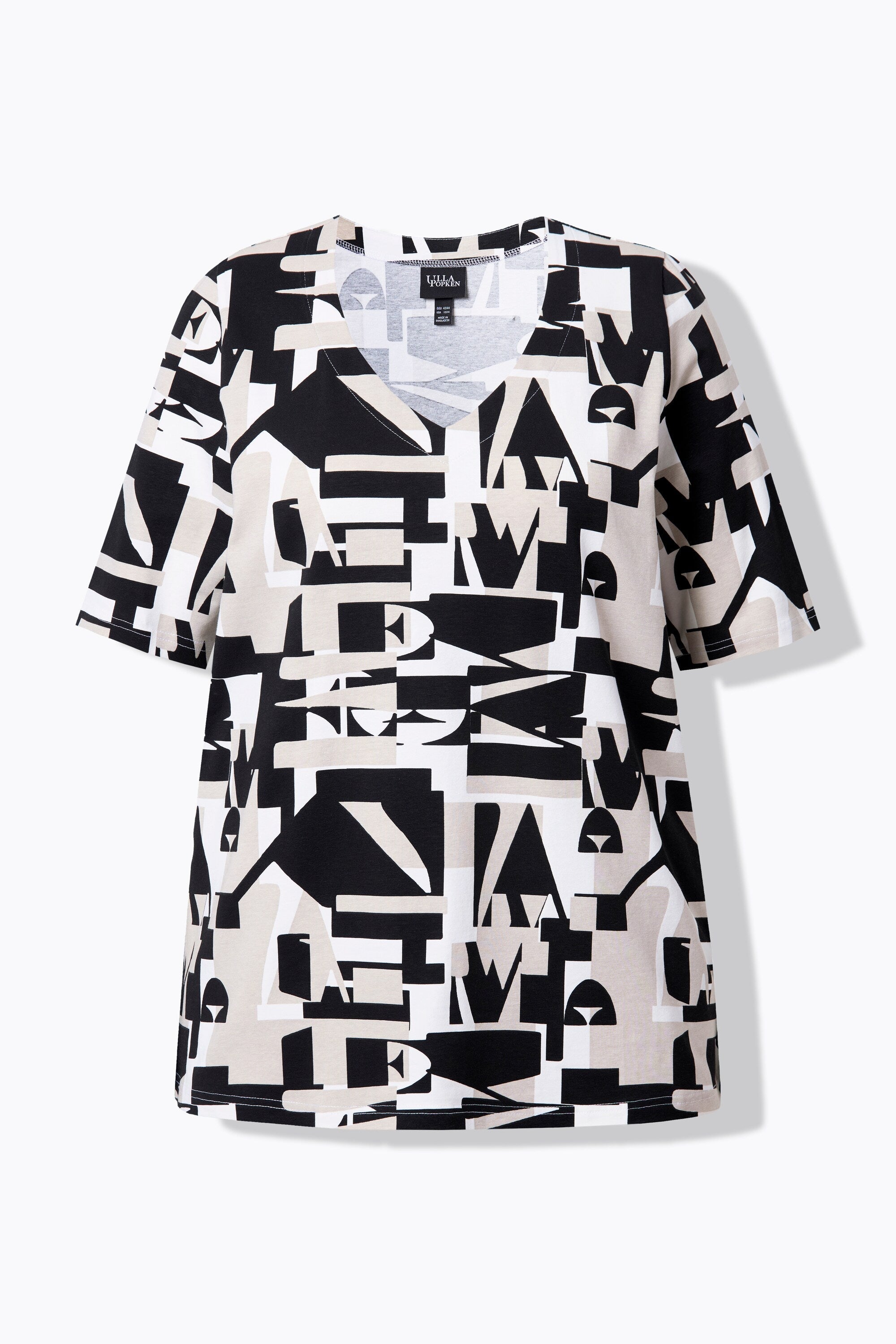 Ulla Popken Black Geometric T-Shirt
