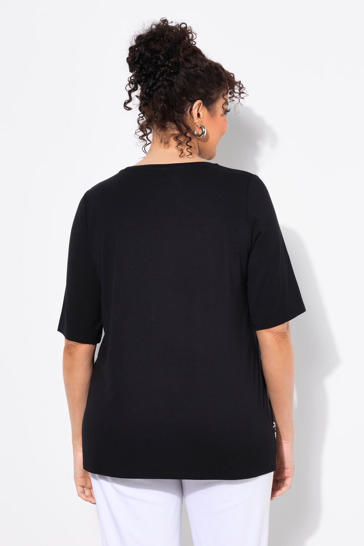 Ulla Popken Black Satin Front T-Shirt