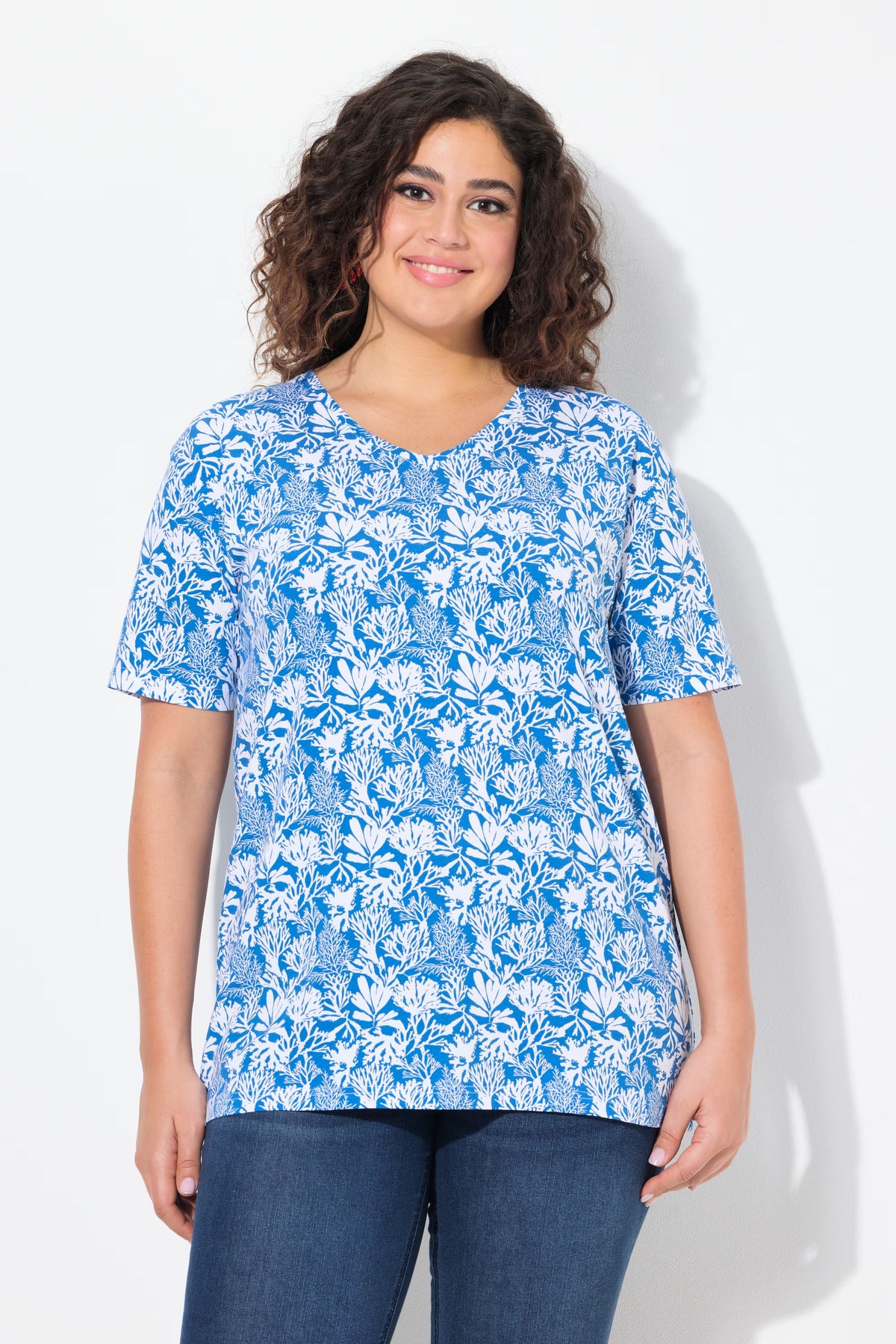 Ulla Popken Coral T-Shirt in Blue