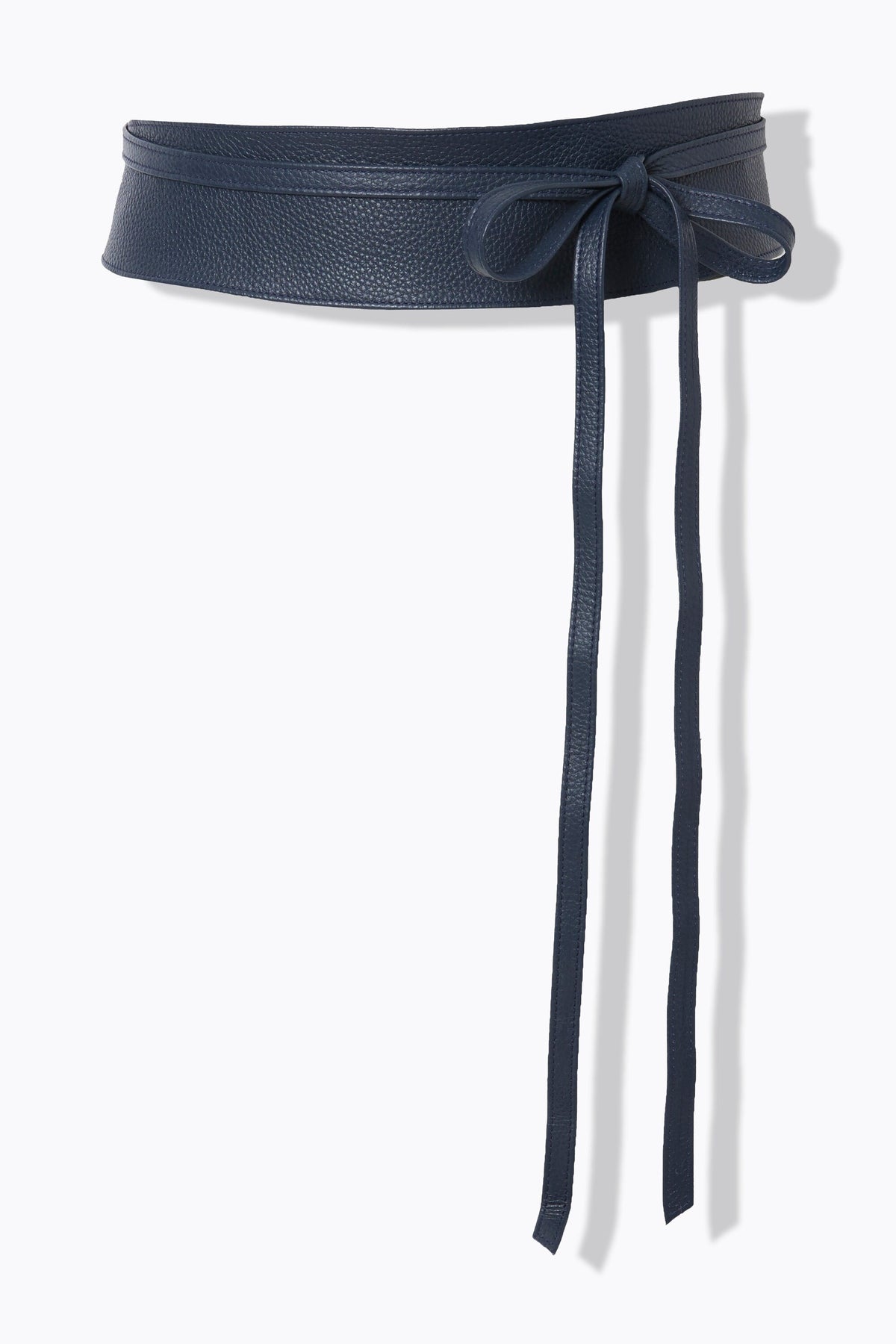Ulla Popken Leather Tie Belt in Navy