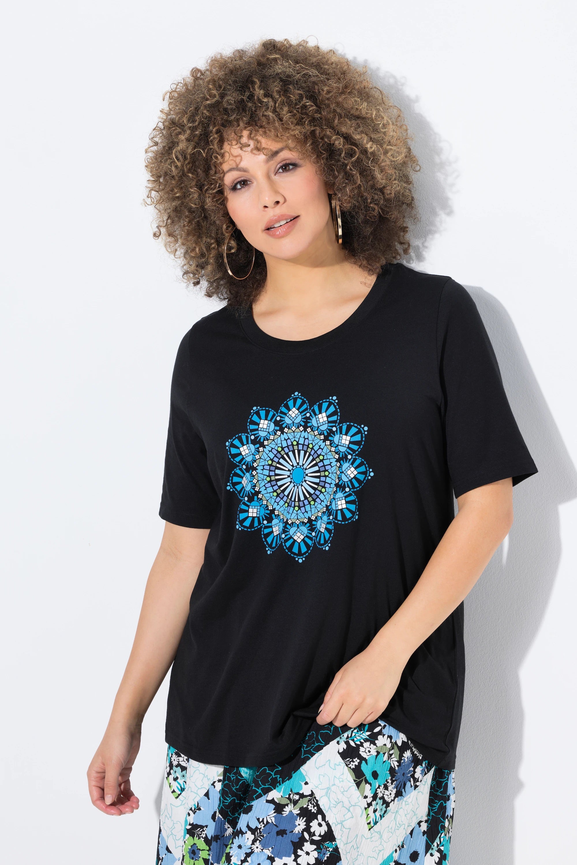 Ulla Popken Mandala T-Shirt in Black