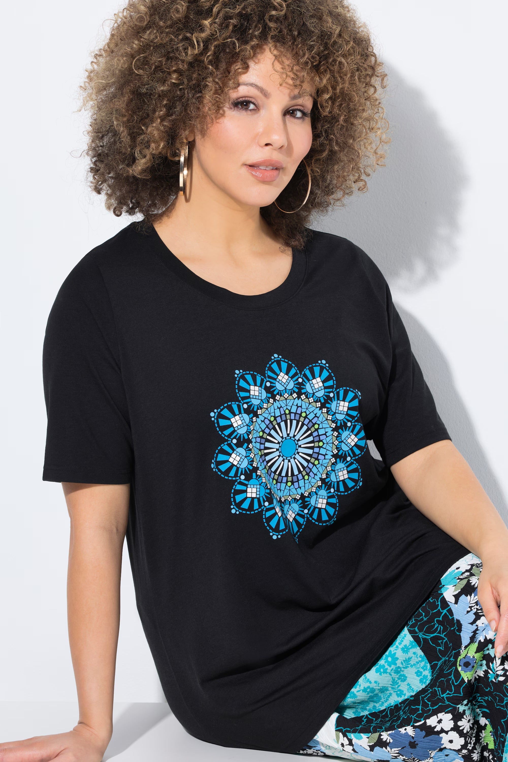 Ulla Popken Mandala T-Shirt in Black