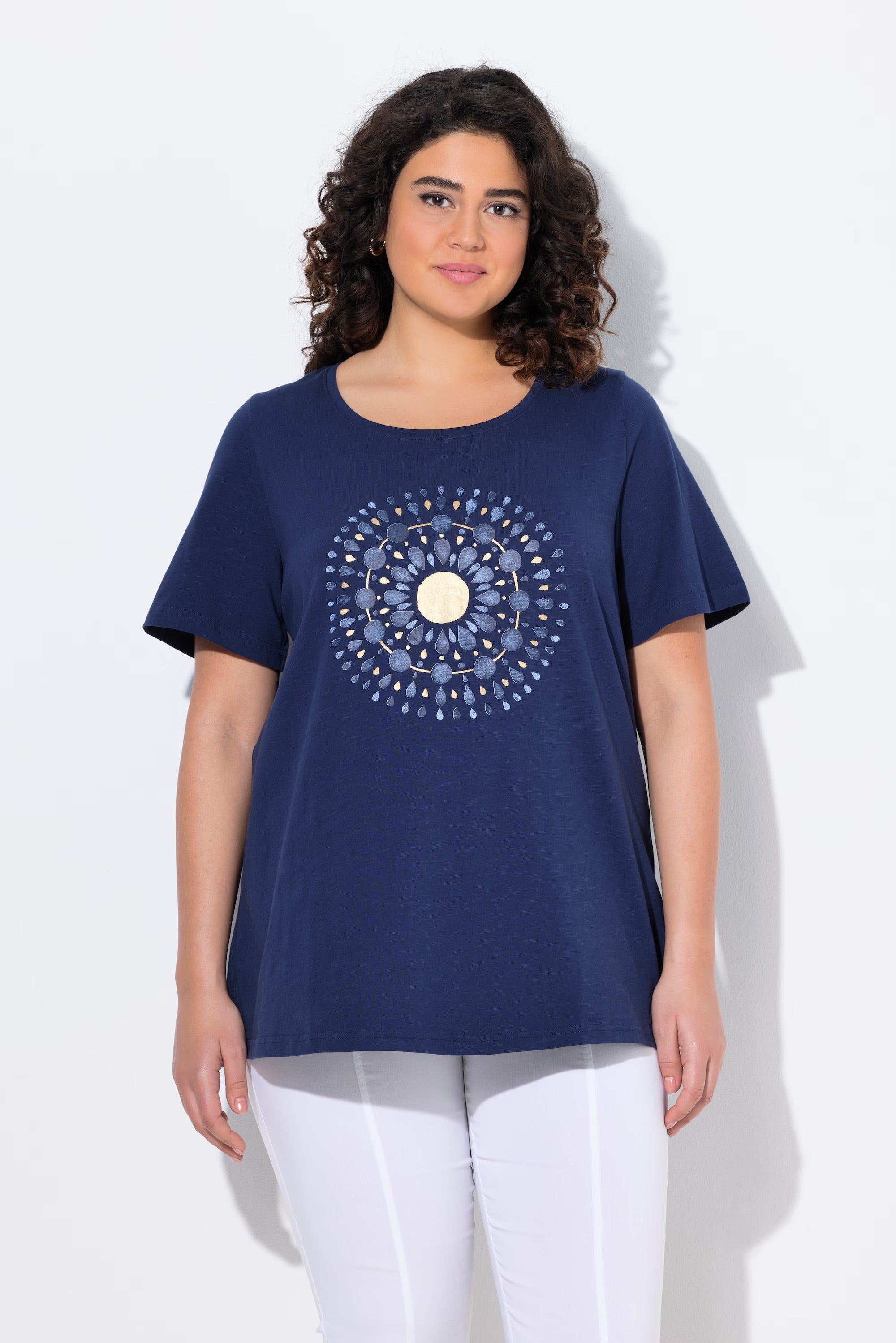Ulla Popken Mandala T-Shirt in Navy