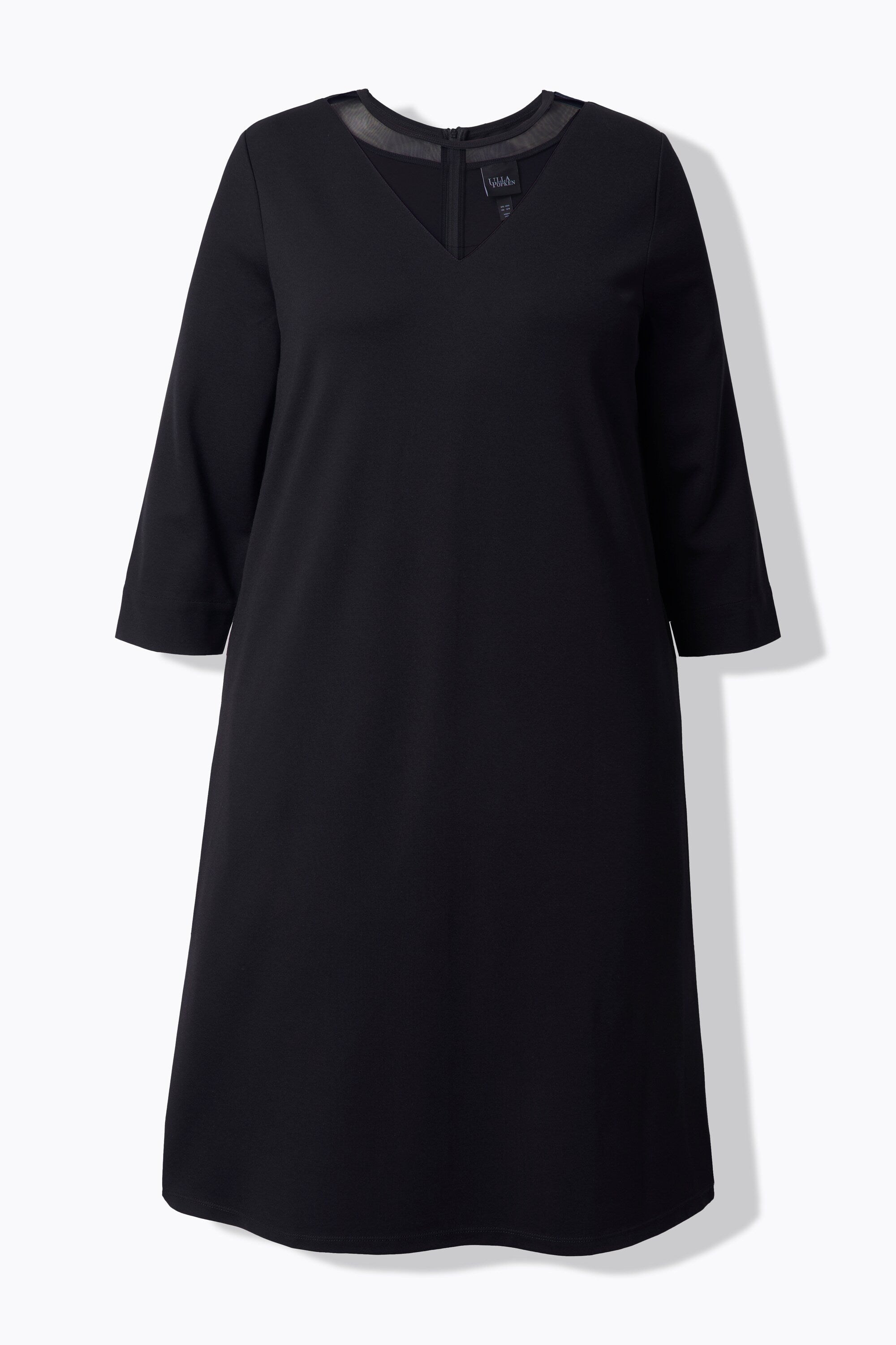Ulla Popken Mesh Neck Midi in Black