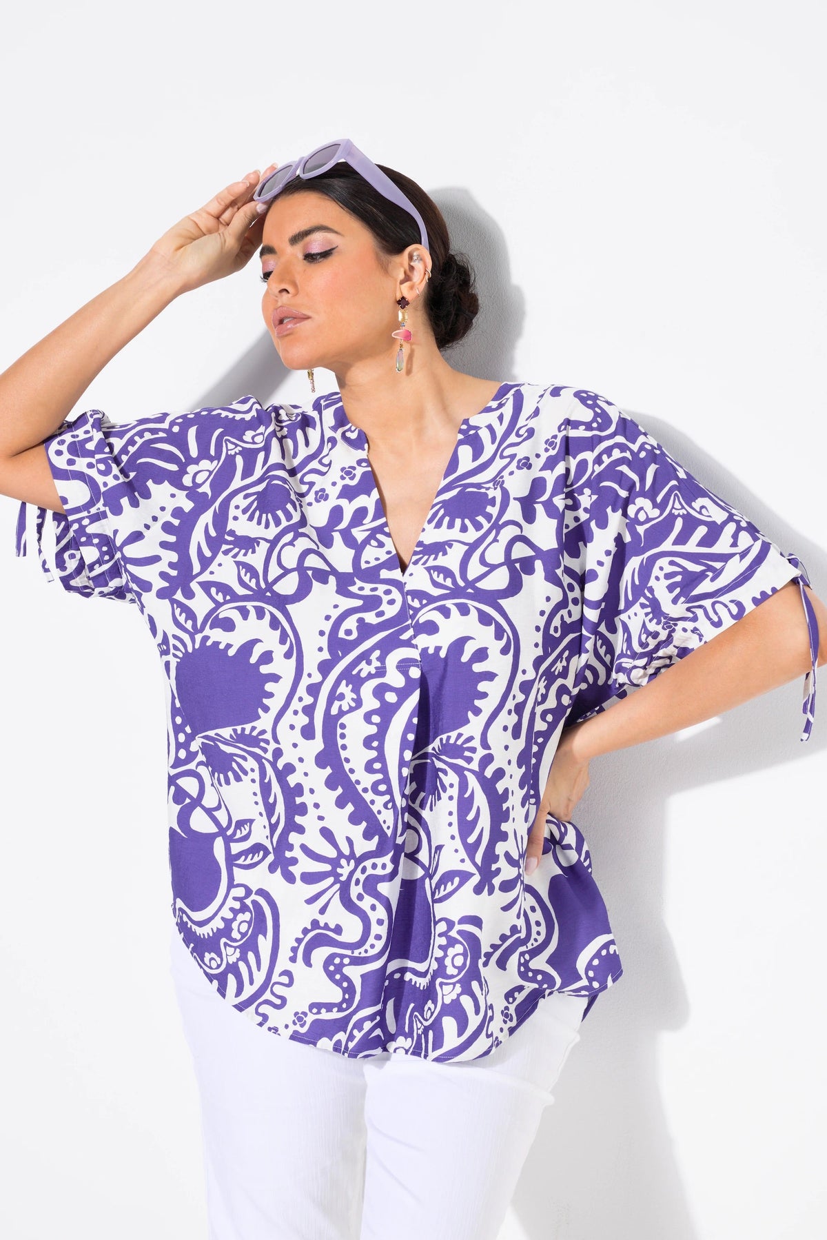 Ulla Popken Purple Paisley Blouse